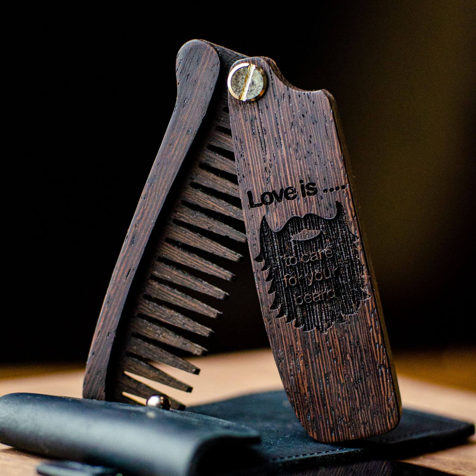 Wooden Beard Comb - Love is
