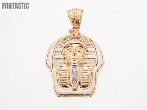 14K Gold CZ Pharaoh Pendant