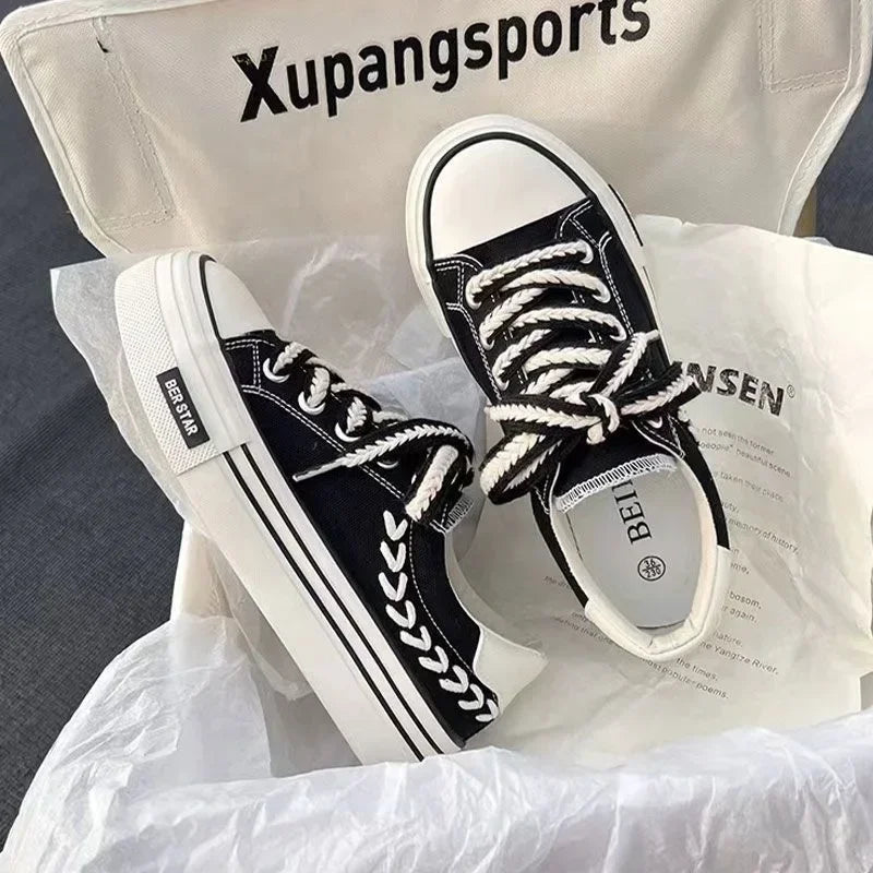 Women’s Platform Canvas Chunky Sneakers – Height Increasing Trainers