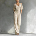Women's V-Neck Slim Fit Straight Leg Jumpsuit