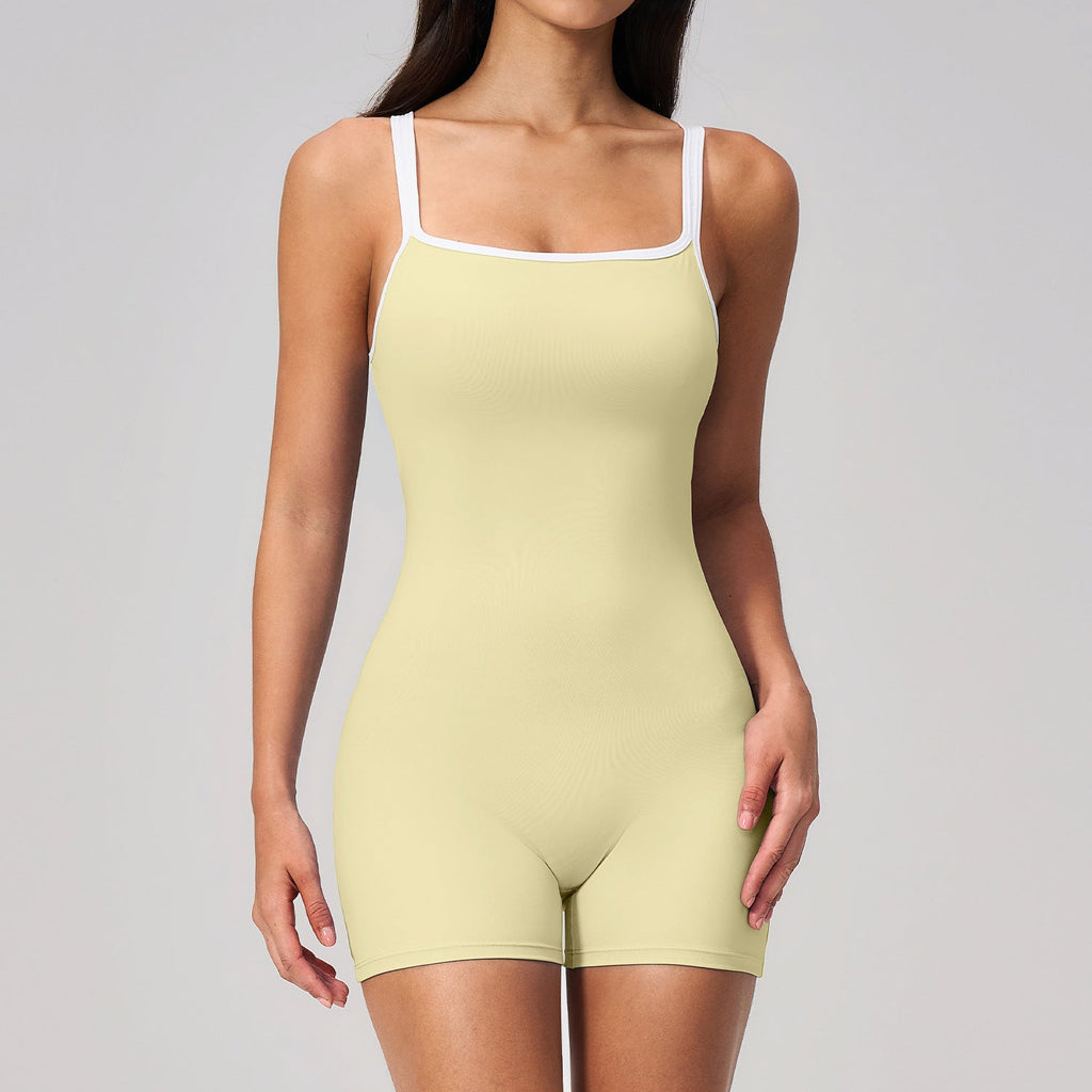 Women's Square Collar Backless Shorts Jumpsuit – Sport Fashion Style