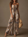 Women's Printed Backless Camisole Wide Leg Jumpsuit