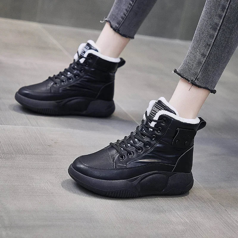 Women’s Plush-Lined Snow Boots – Non-Slip Lace-Up Winter Shoes