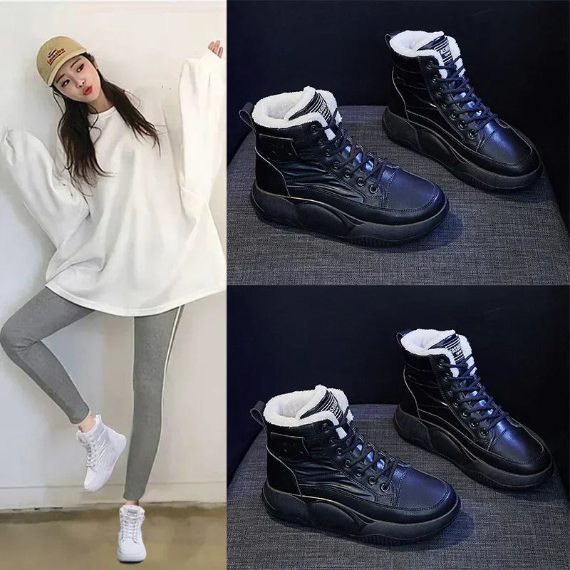 Women’s Plush-Lined Snow Boots – Non-Slip Lace-Up Winter Shoes