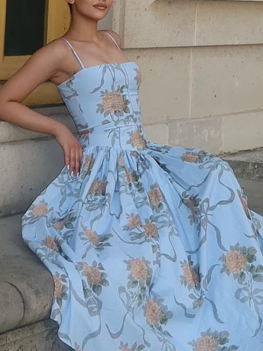 Printed Strapless Backless Maxi Dress – Fitted Long Dress