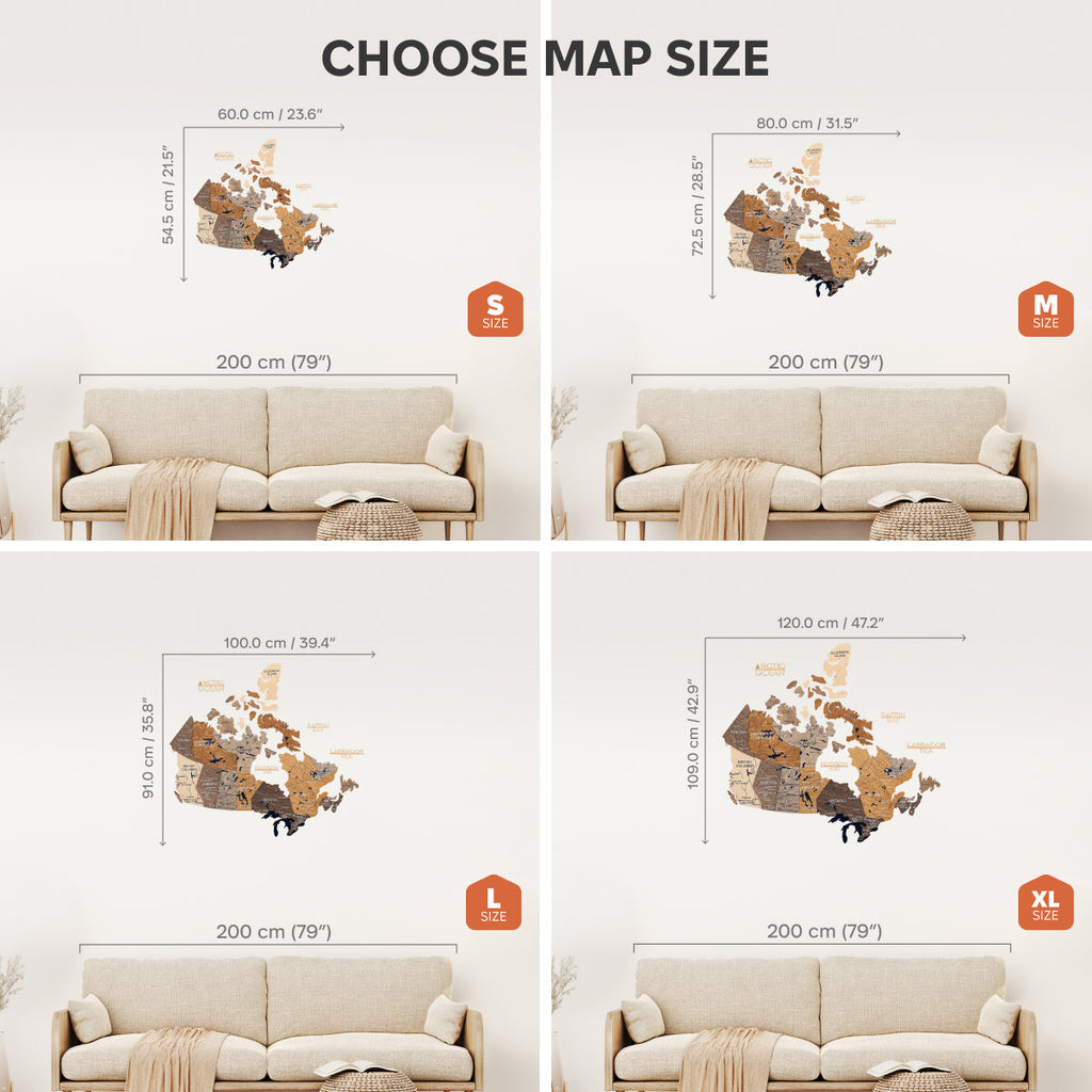3D Canada Wooden Map Multicolor