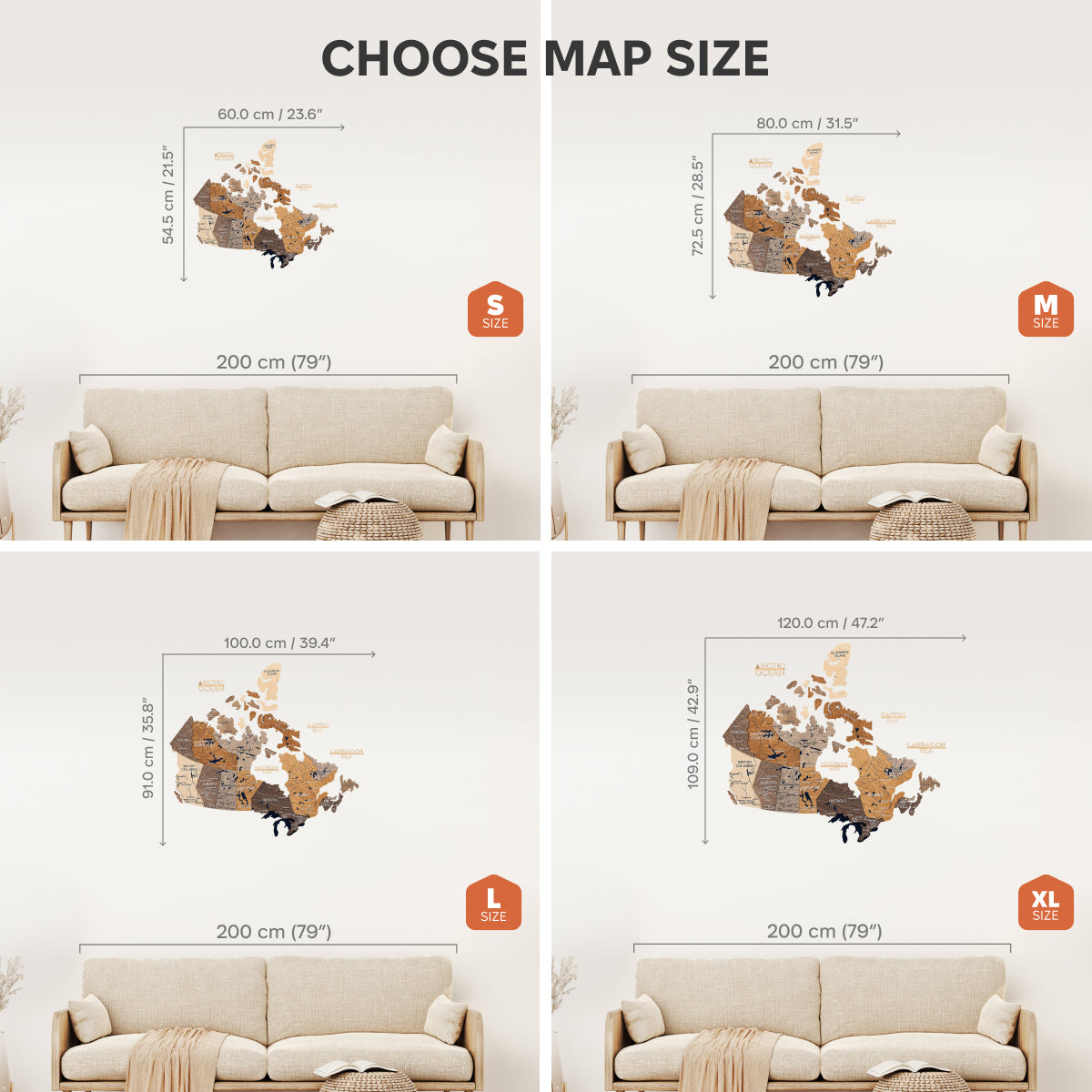 3D Canada Wooden Map Multicolor