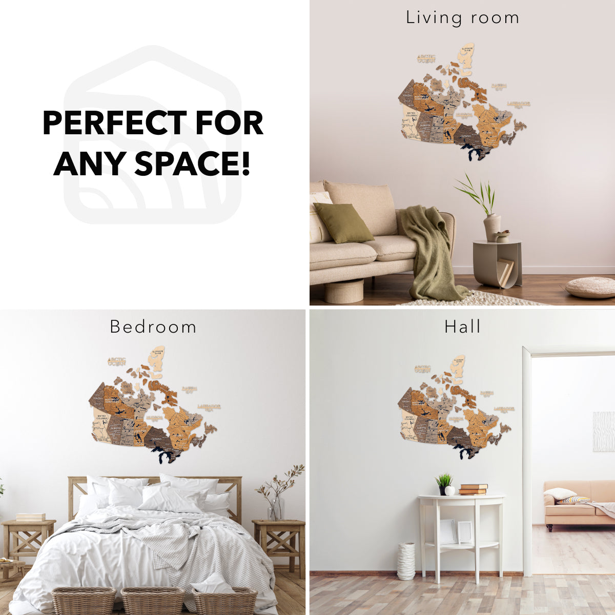 3D Canada Wooden Map Multicolor