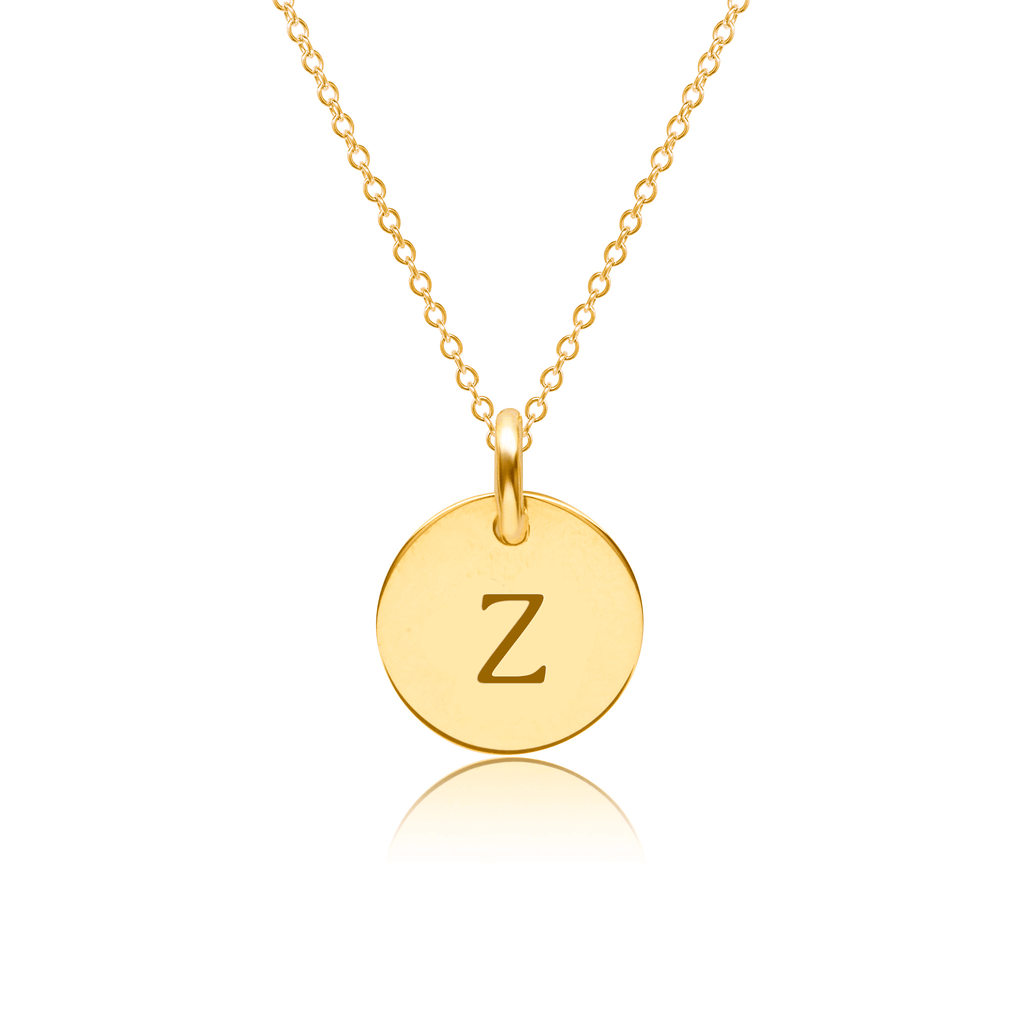 Mini Initial Circle Tag Necklace - Uppercase