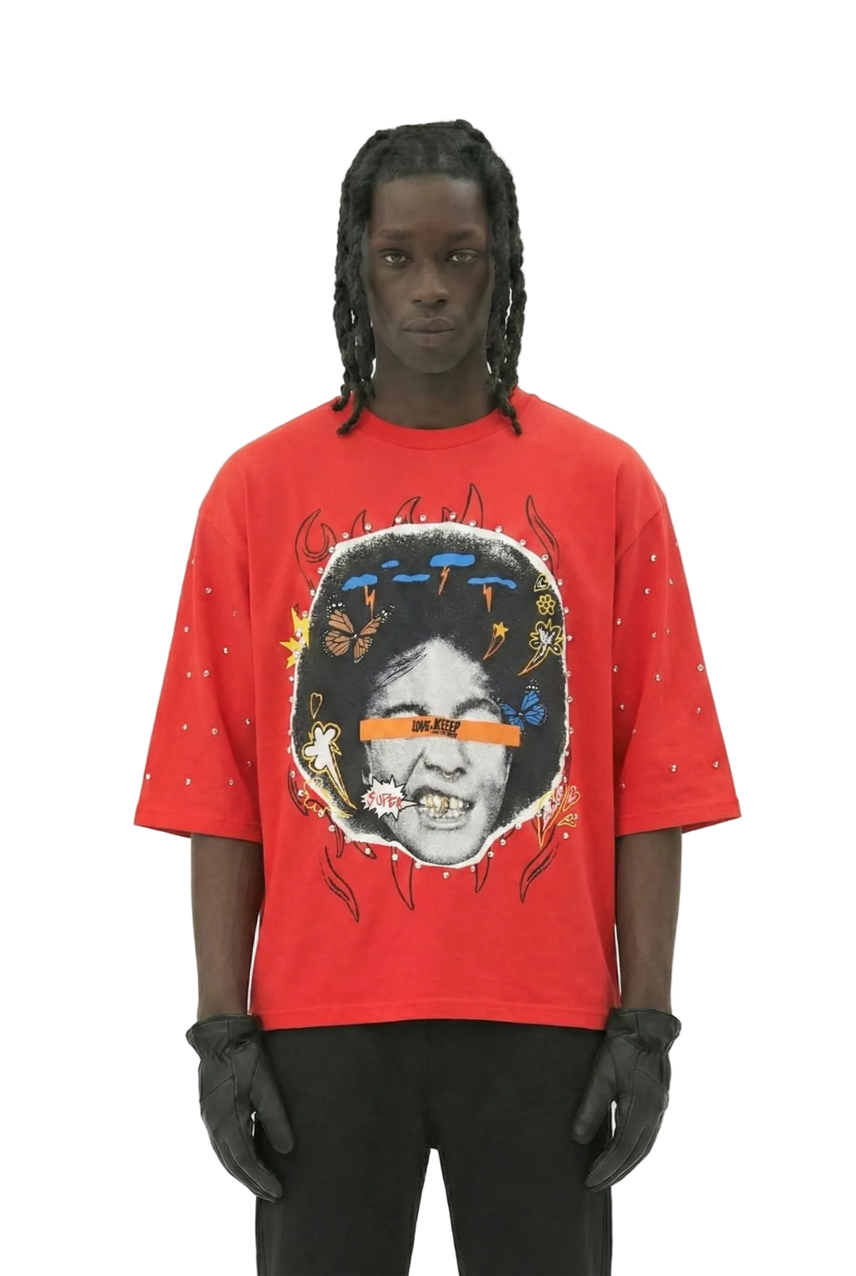 SIMON SN/ Jersey 3/4 Sleeve Crop Top Tee