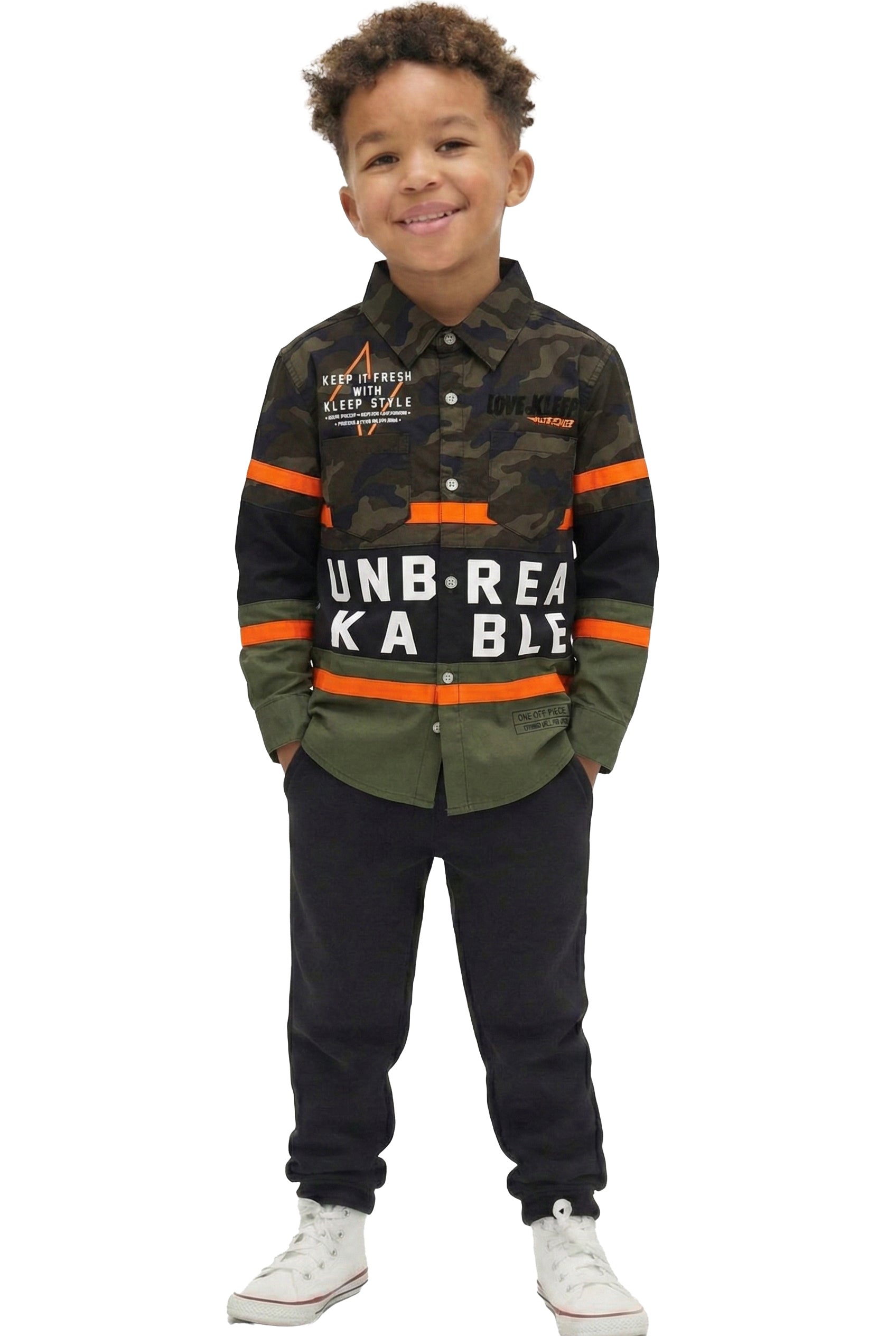 VETI Kid's Premium Twill Shirt With Multi Color Cut-blocks
