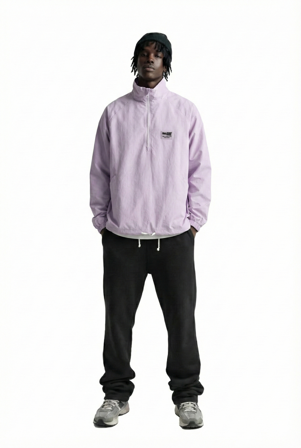 CANON Men's premium crispy nylon long sleeve half zip pullover jacket