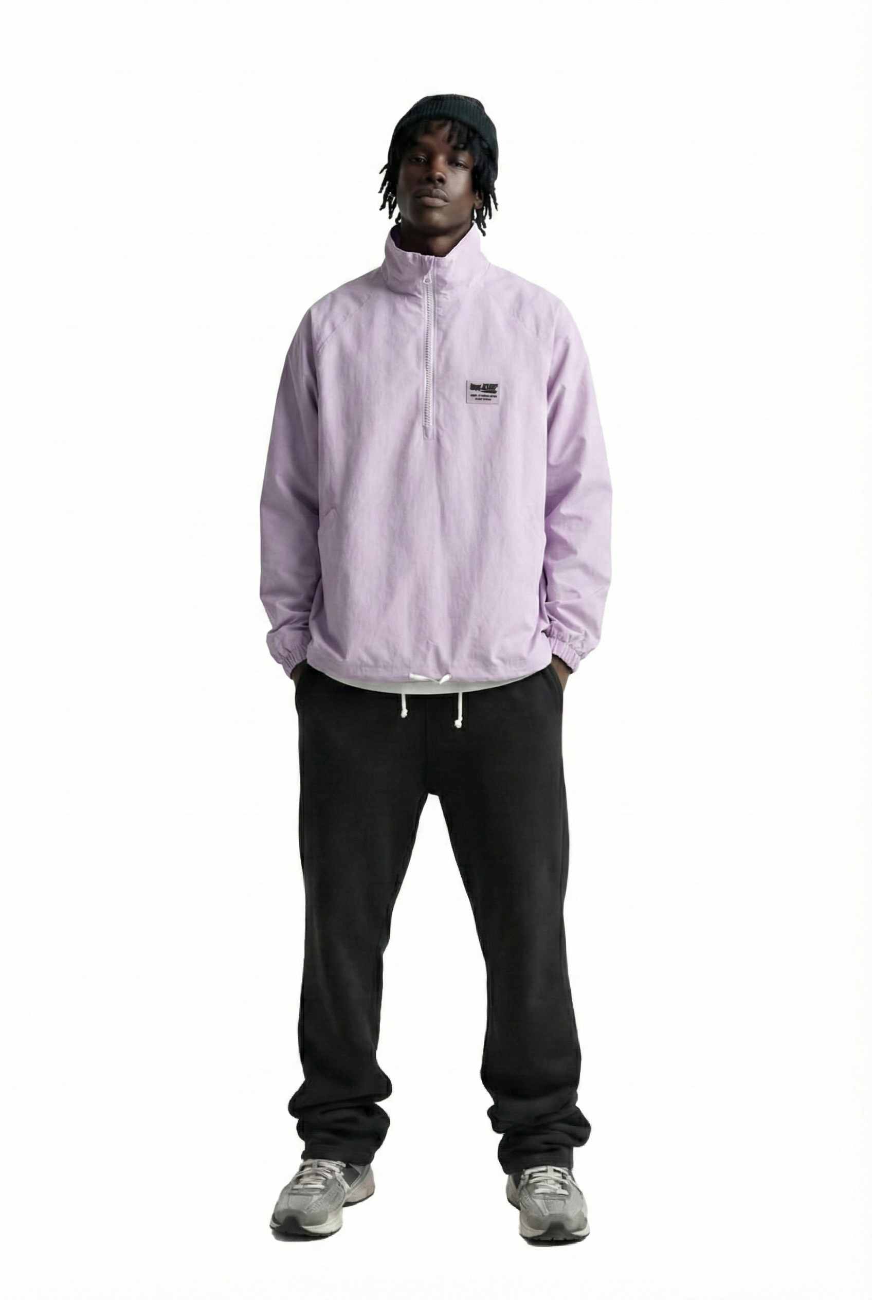 CANON Men's premium crispy nylon long sleeve half zip pullover jacket