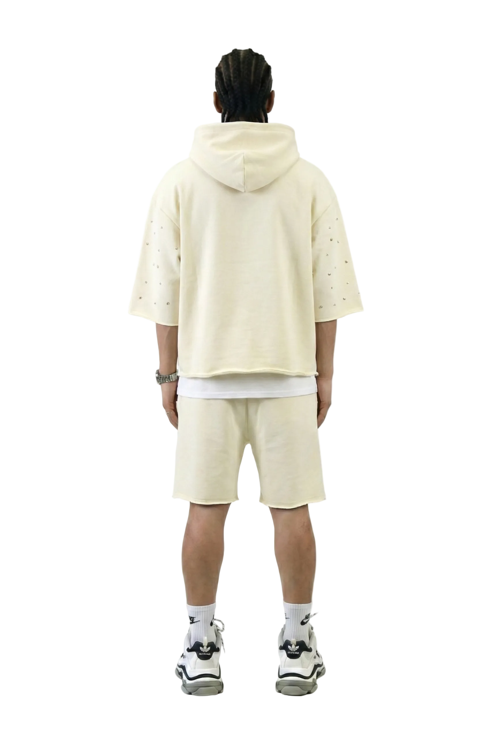 TOVAL French Terry 3/4 Sleeve Crop Top Pullover Hoodie