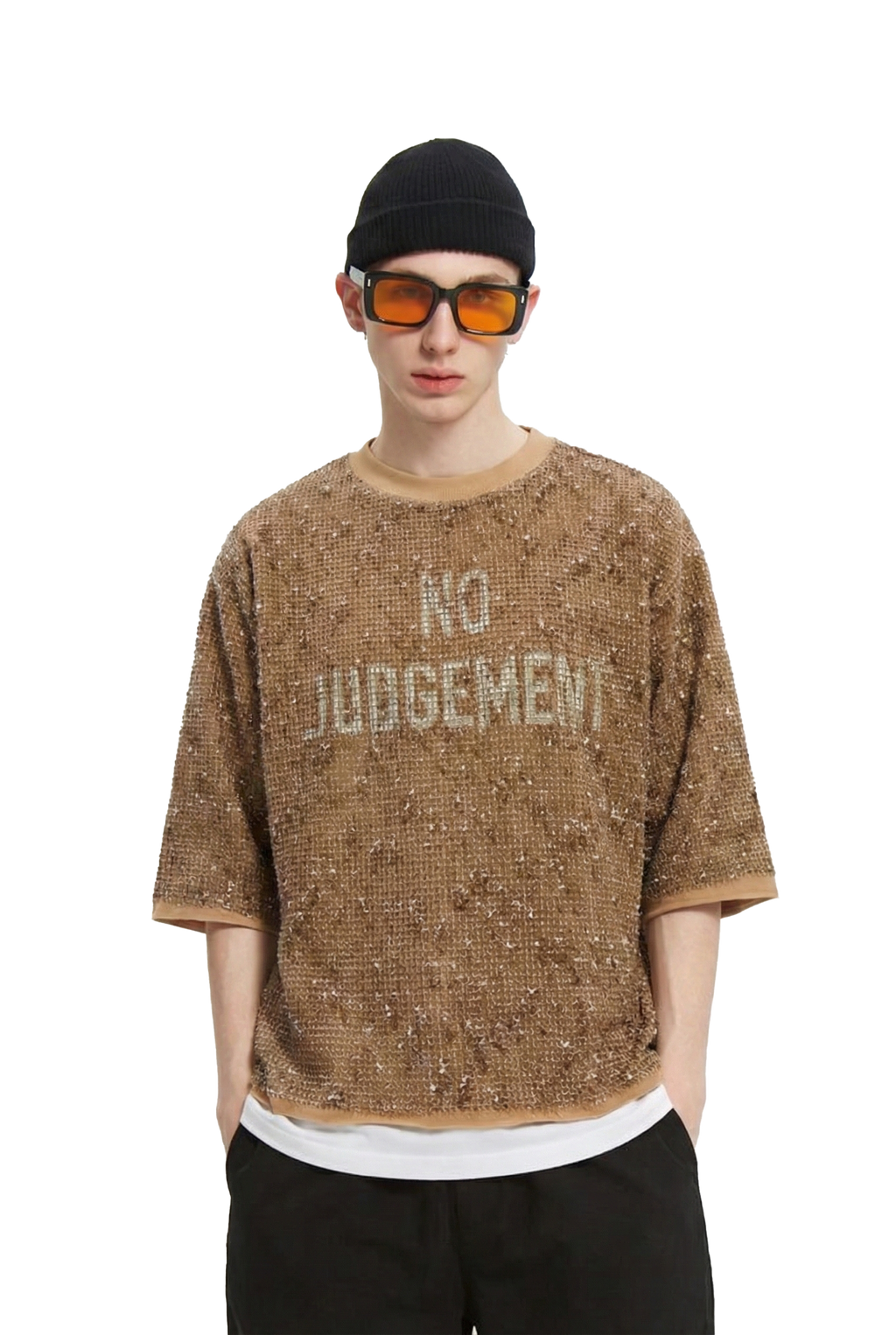 TROVE S/N Jersey 3/4 Sleeve Crop Top Tee