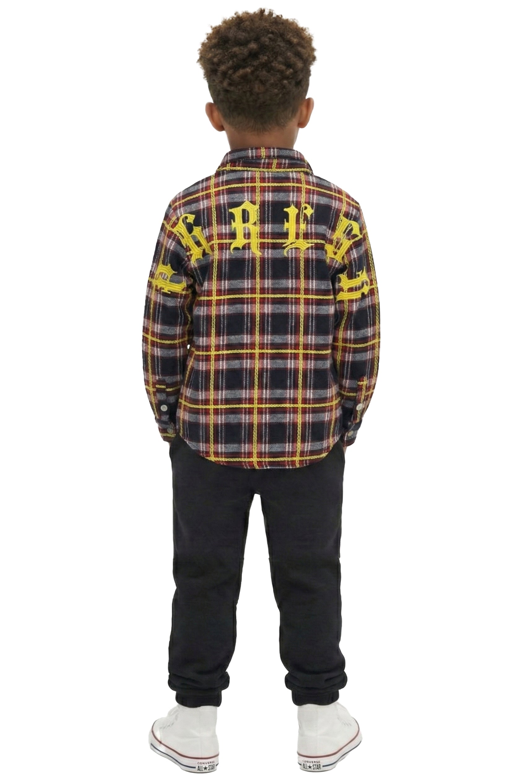 NOVA Kid's Premium Mid-weight Flannel Shirt With Heavy Embroidery Works, Patch Work & Print Effects