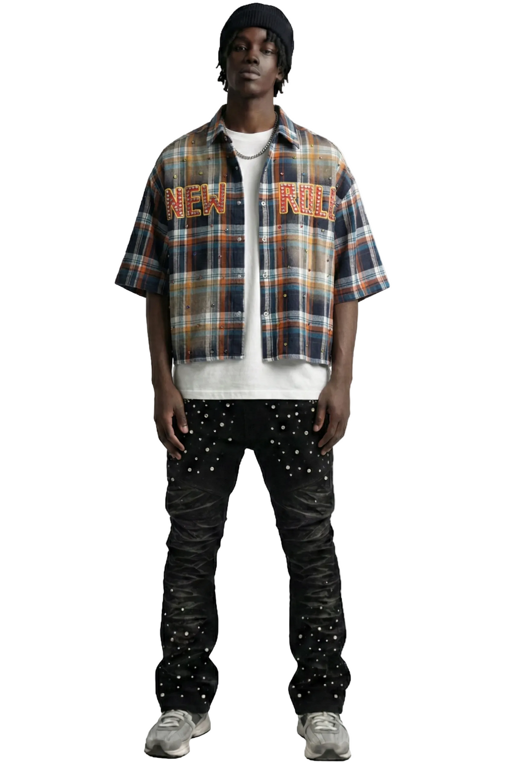 SUIFU Washed Flannel Crop Top Button Down Shirt