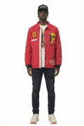 BEXTON Men's premium nylon long sleeve coach jacket with multi patches
