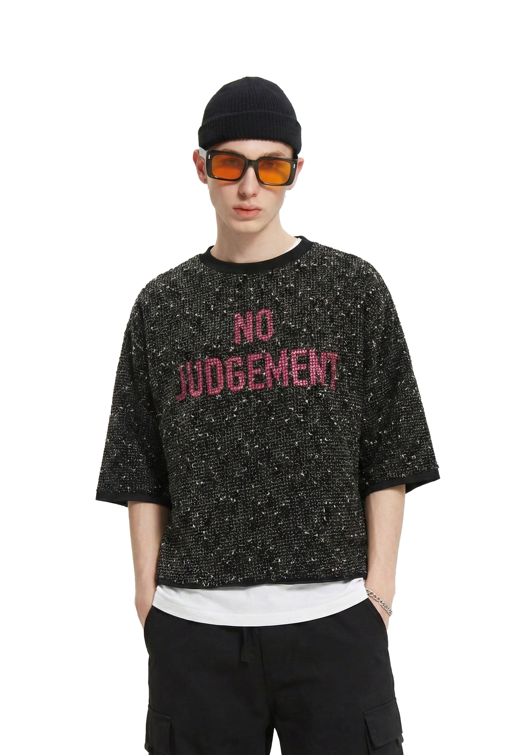 DIVINE S/N Jersey 3/4 Sleeve Crop Top Tee