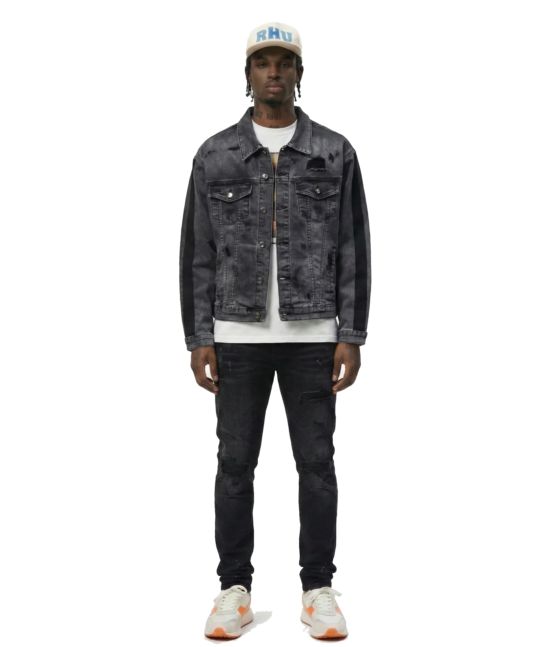 Ranch Premium Washed Sleeve Contrast Taping Denim Jacket