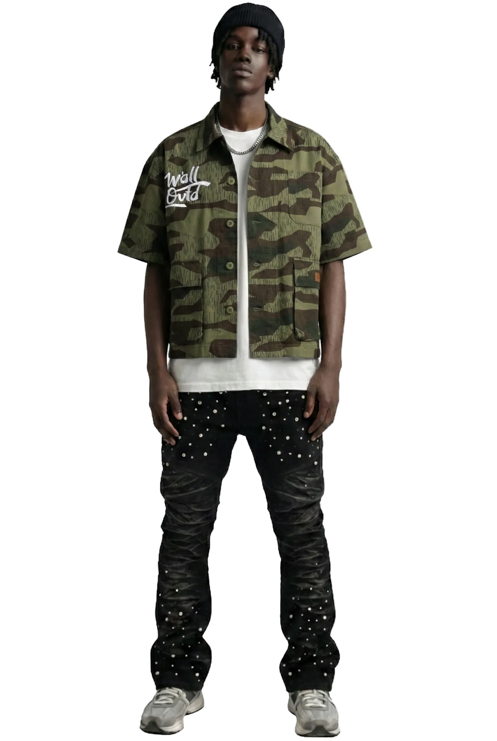 EFFEST Fine Ripstop Twill Boxy Cut Crop Top Short sleeve Buttondown Shirt