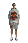 PETTI French Terry 3/4 Sleeve Crop Top Pullover Hoodie