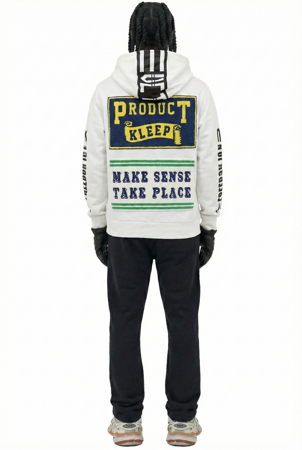 KLEEP Men's Premium French Terry Pullover Hoodie with Chenille Patch&Print