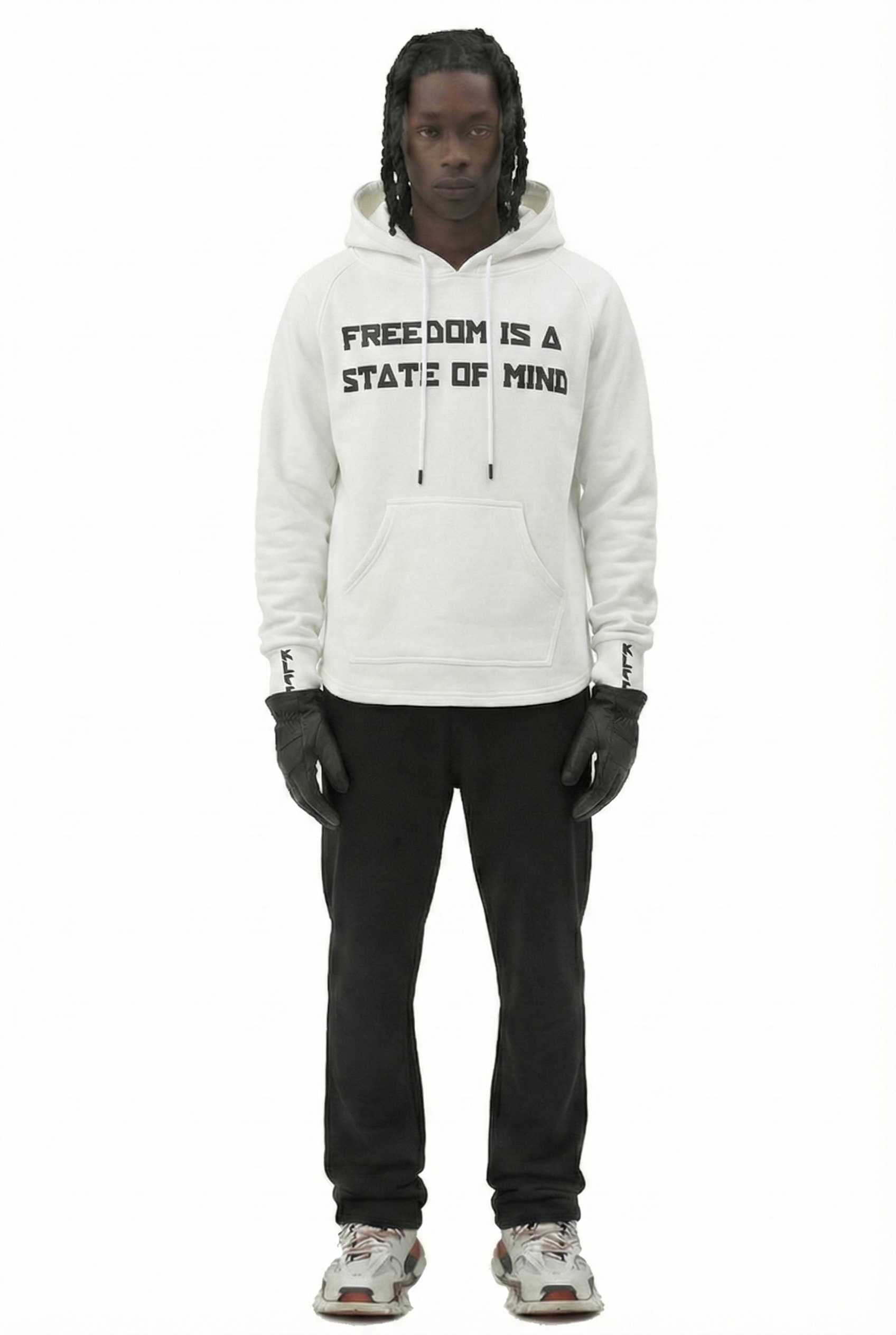 Premium cotton brushed fleece pullover hoodie.