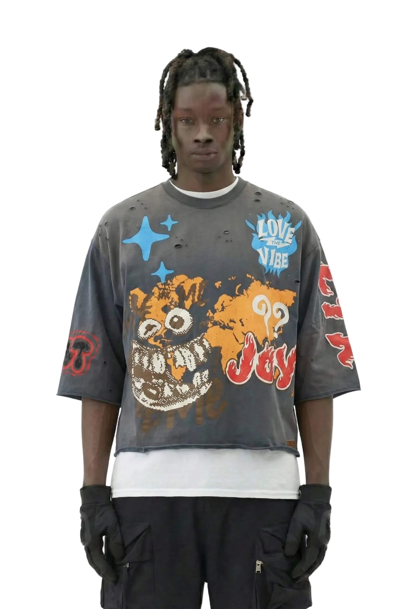 PORTER S/N Jersey 3/4 Sleeve Crop Top Tee
