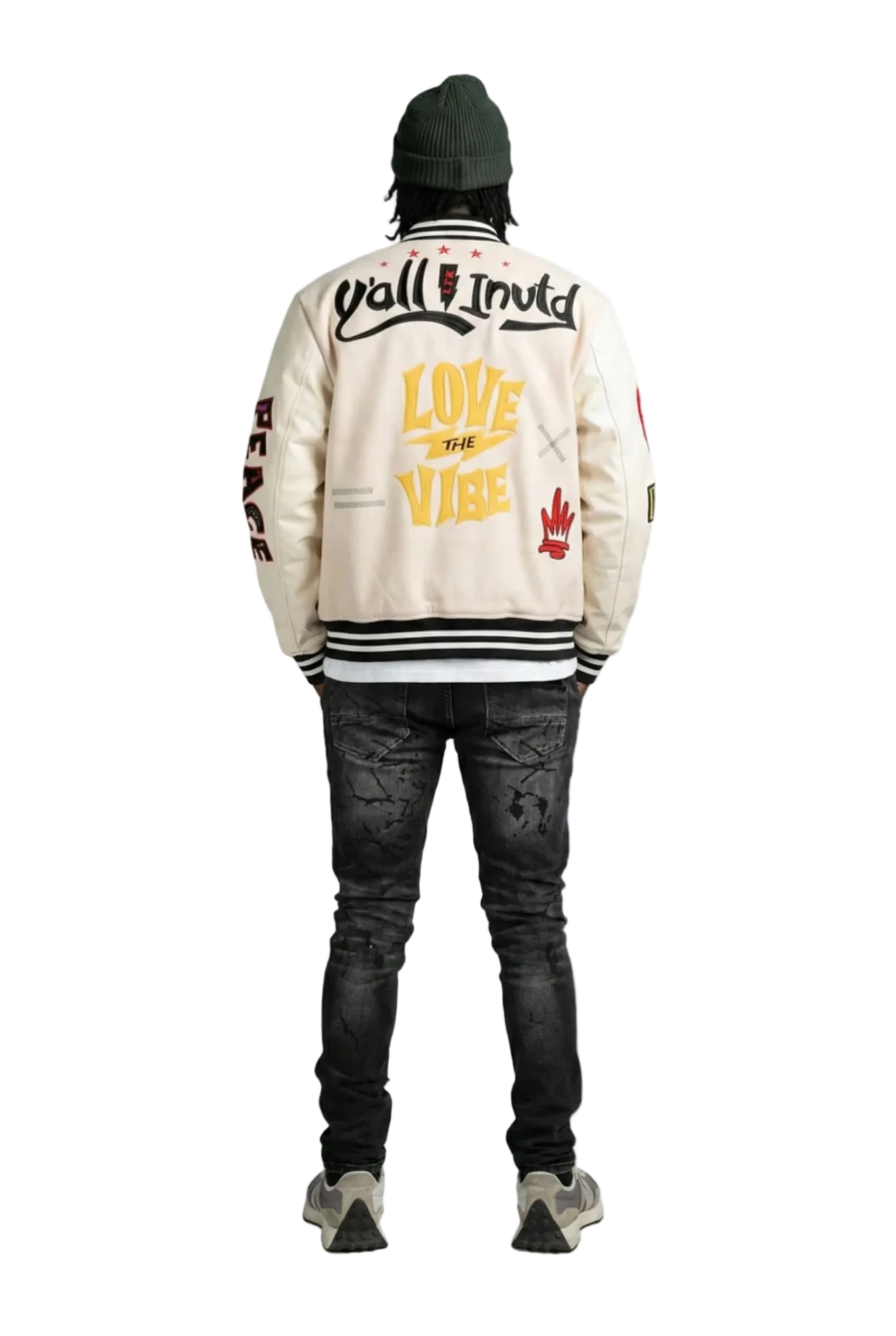VUE Men's Melton Body with Faux Leather Sleeve Varsity Jacket