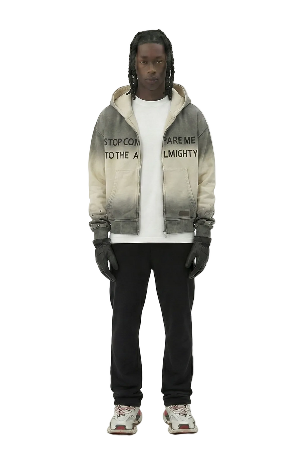 NOEL French Terry Long Sleeve Crop Top Full Zip Hoodie