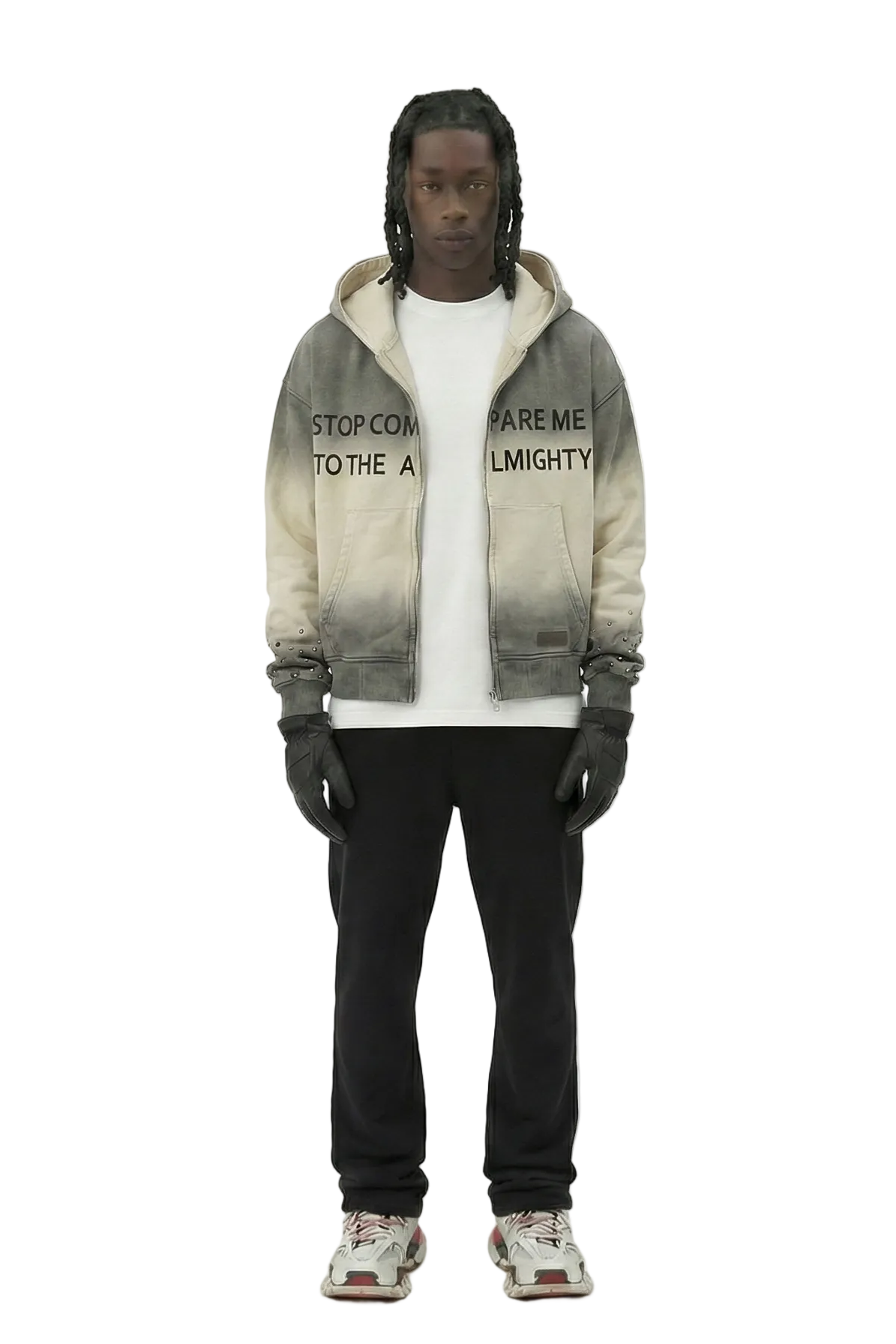 NOEL French Terry Long Sleeve Crop Top Full Zip Hoodie