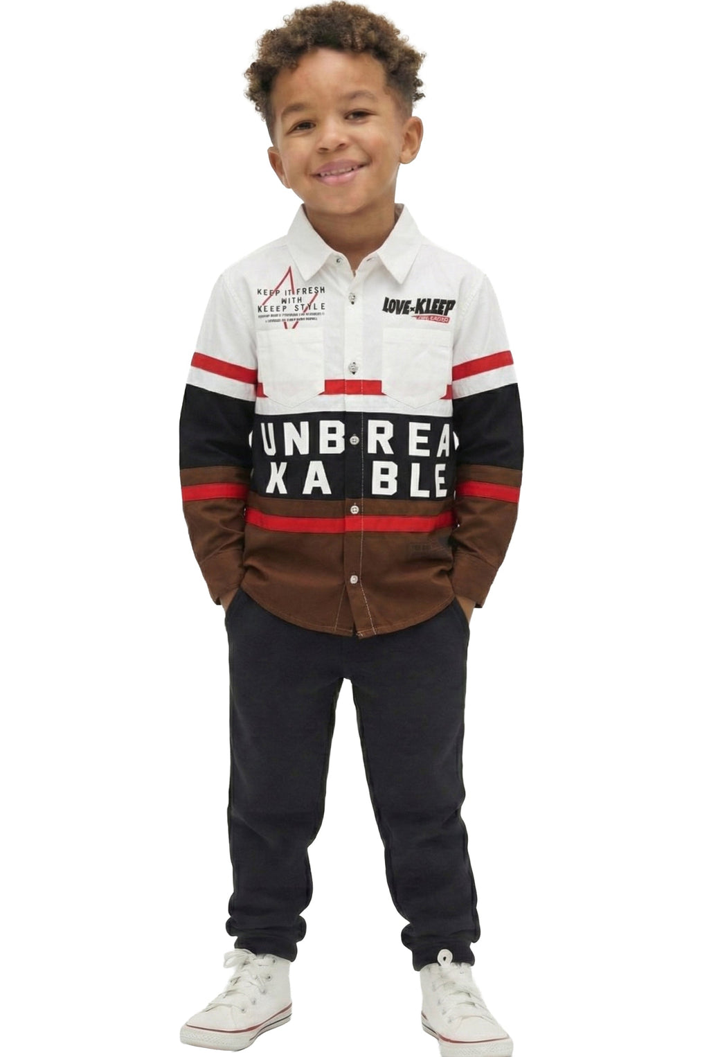 TINSEL Kid's Premium Twill Shirt With Multi Color Cut-blocks