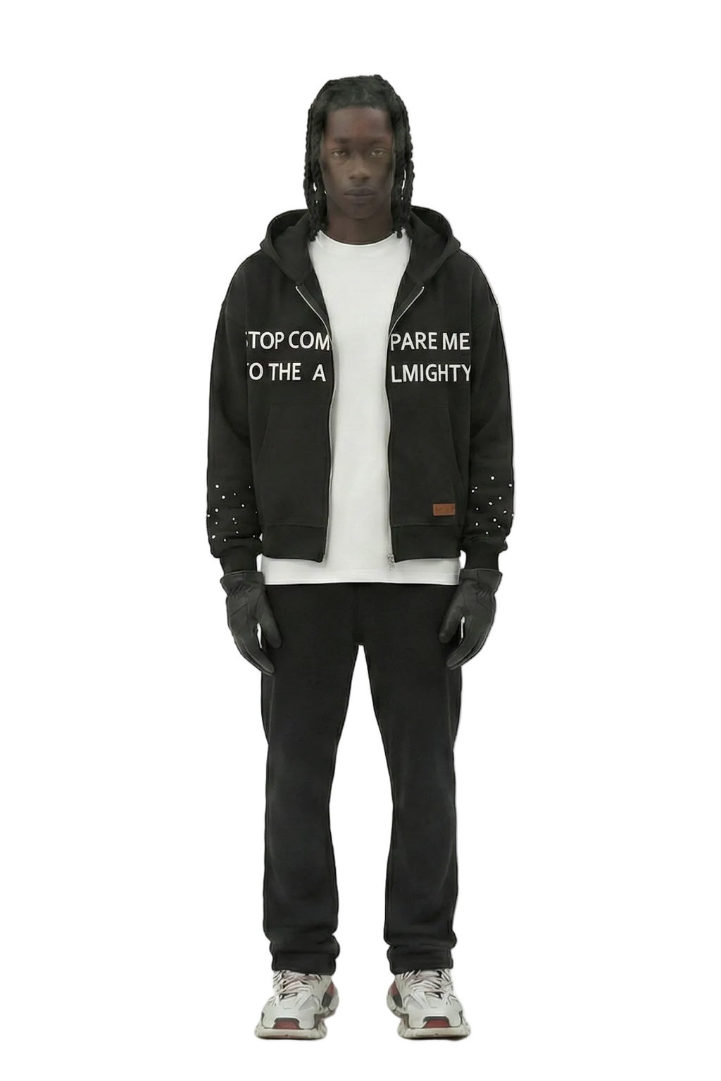 KARAN French Terry Long Sleeve Crop Top Full Zip Hoodie