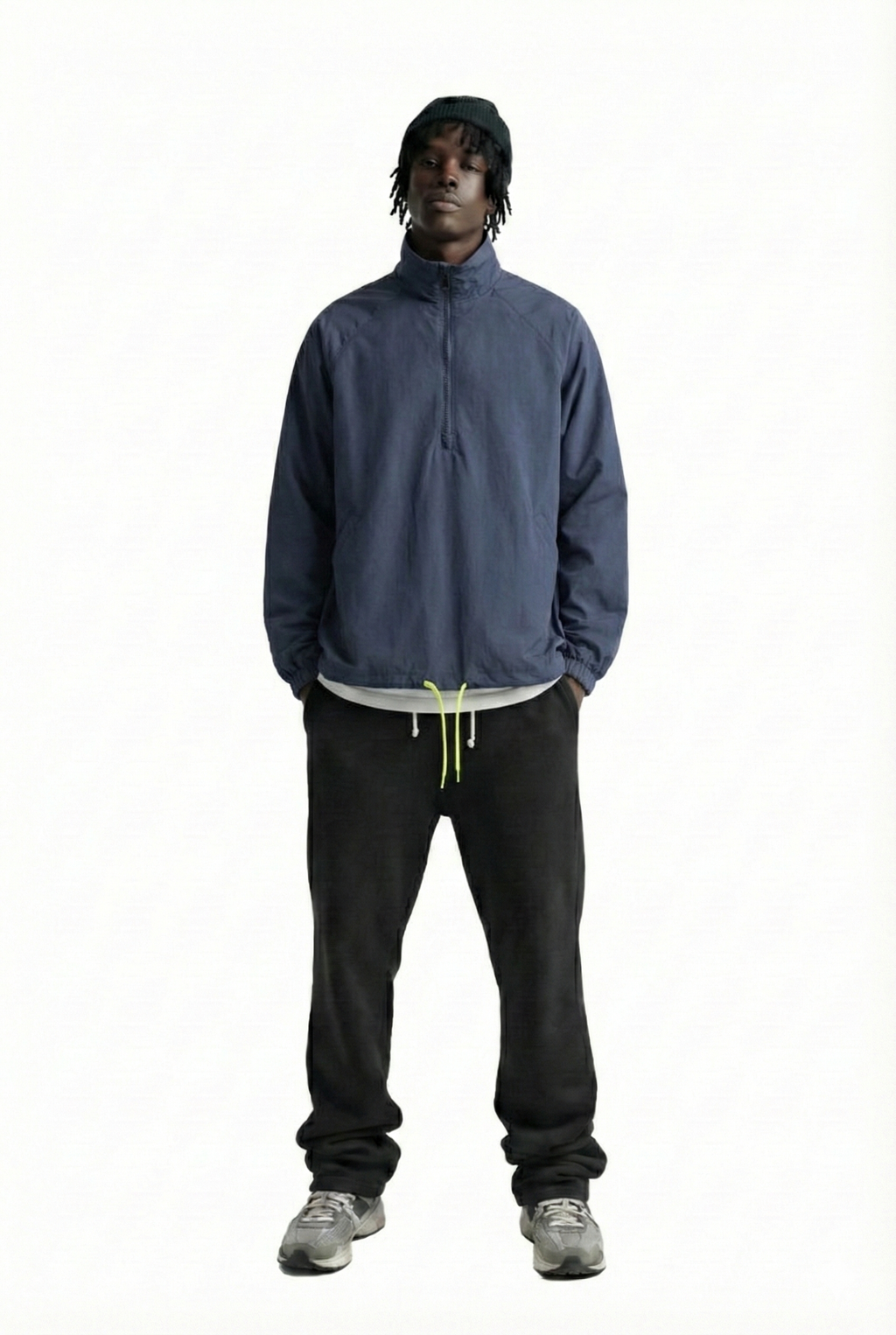 STEEL Men's premium crispy nylon long sleeve half zip pullover jacket