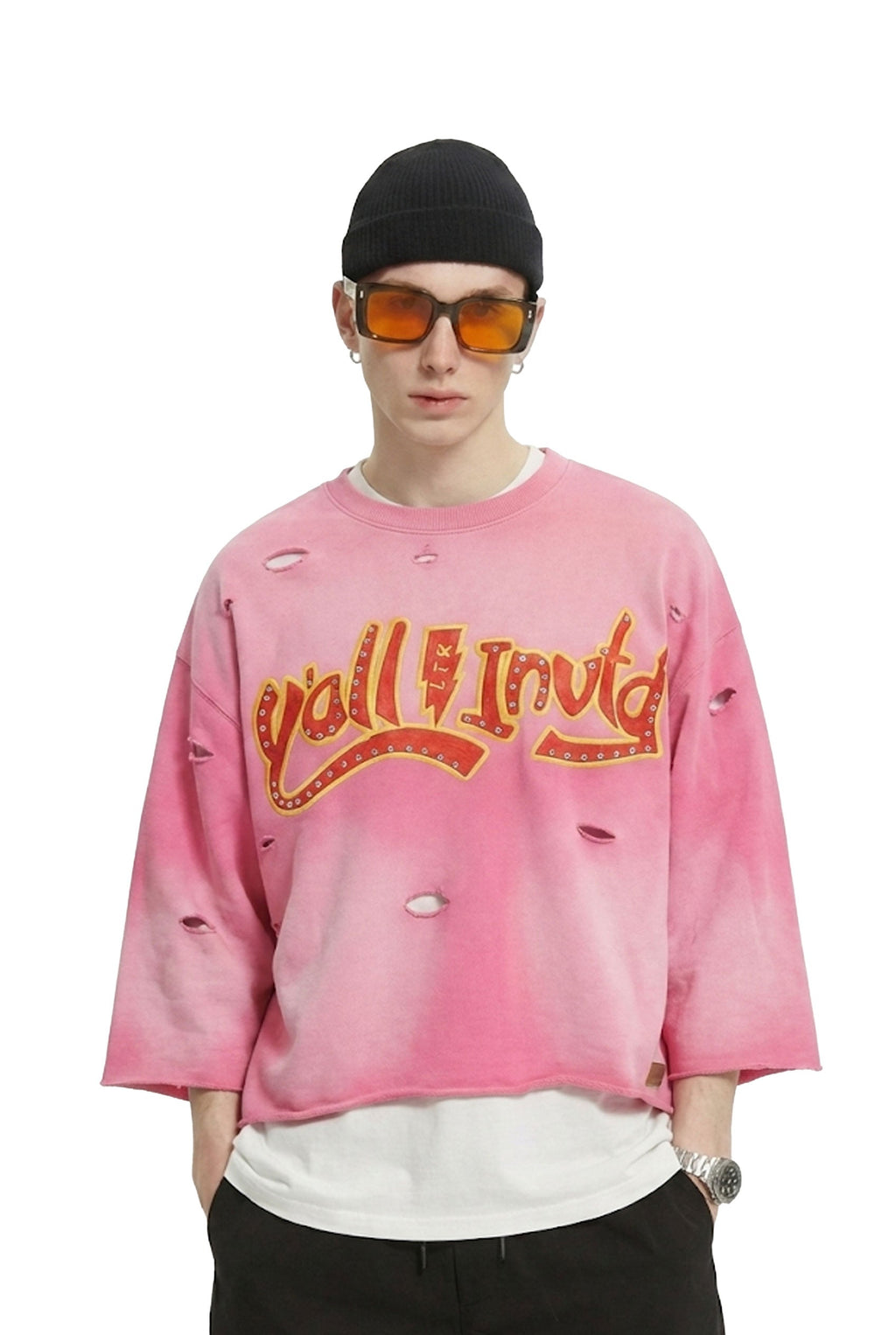 DARIUS S/N Jersey 3/4 Sleeve Crop Top Tee