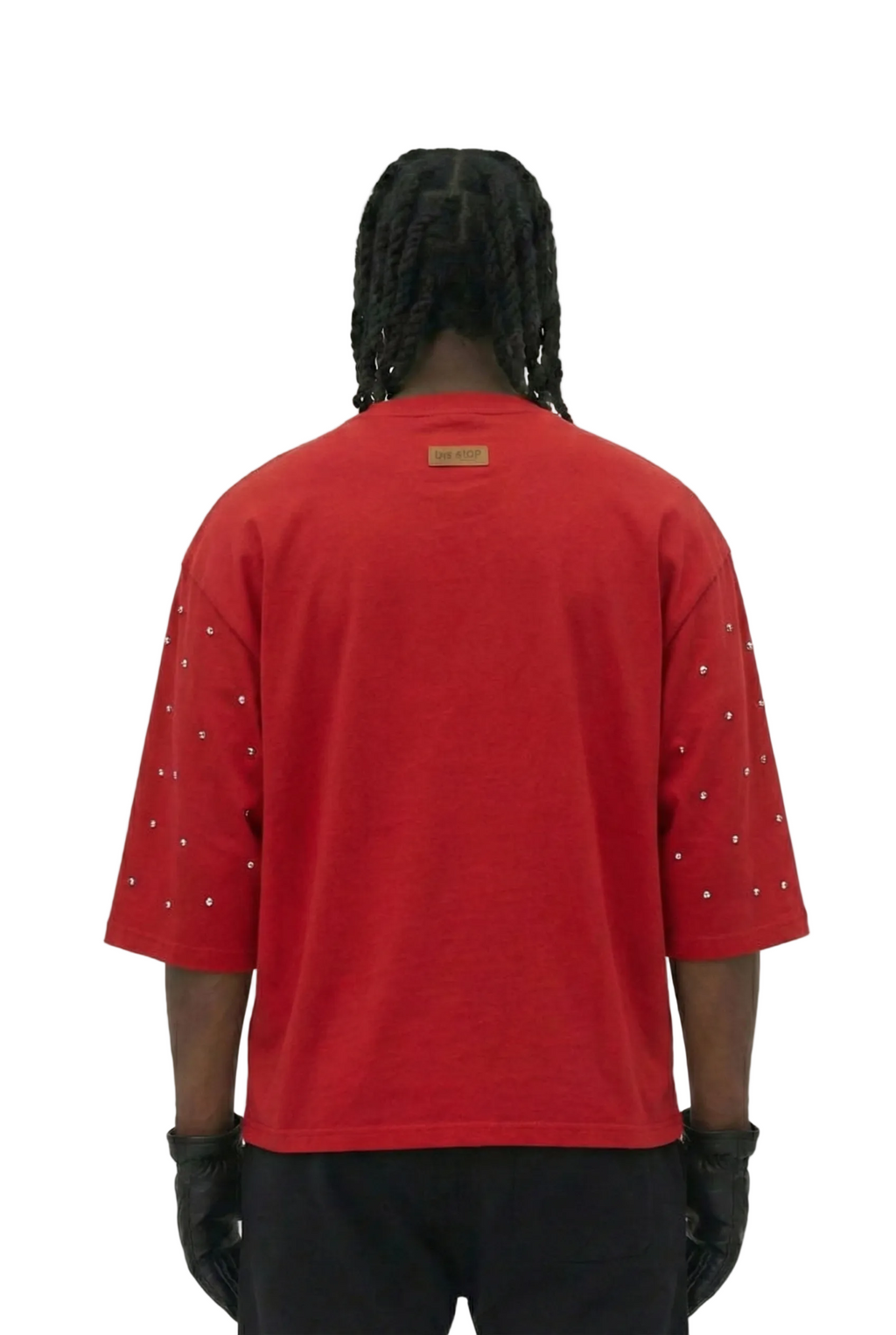 SIMON SN/ Jersey 3/4 Sleeve Crop Top Tee