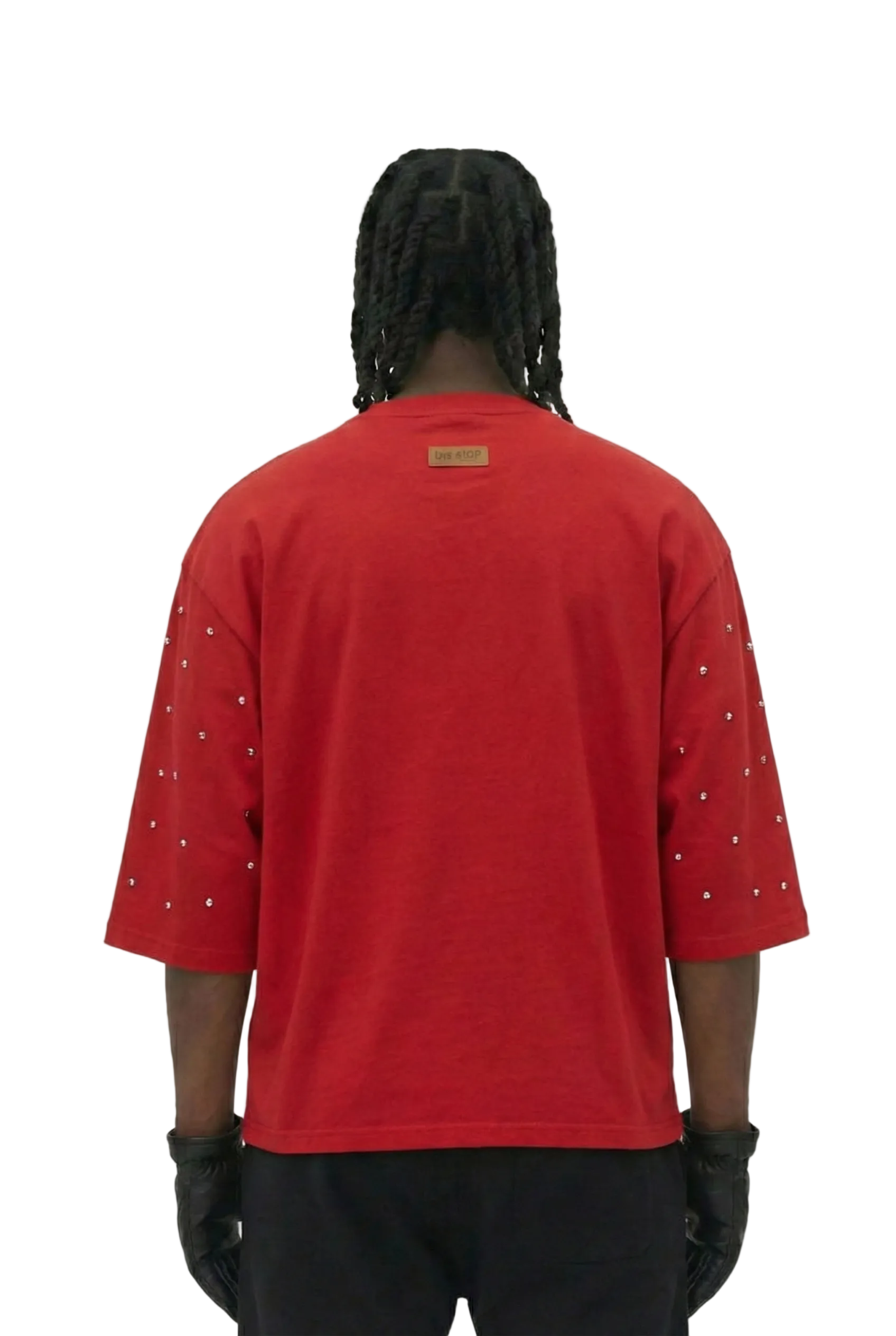 SIMON SN/ Jersey 3/4 Sleeve Crop Top Tee