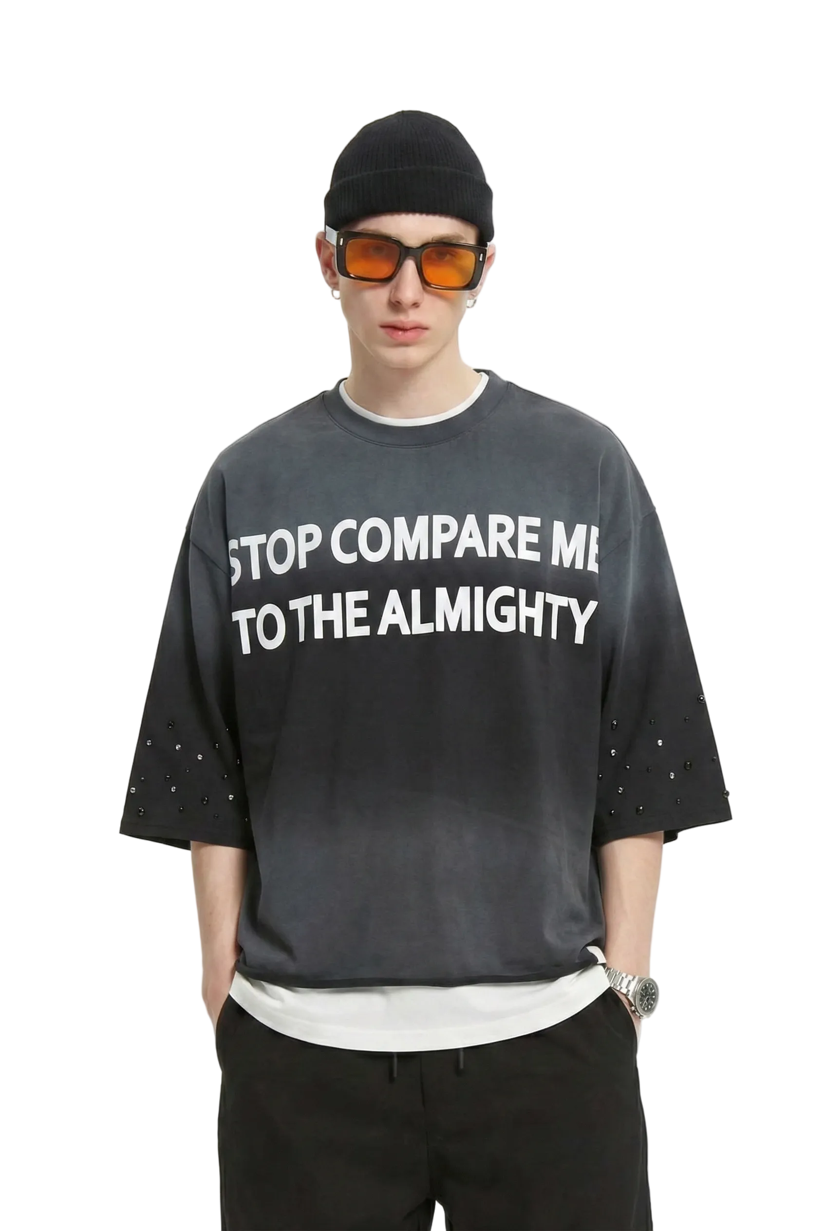 GLENN S/N Jersey 3/4 Sleeve Crop top Tee