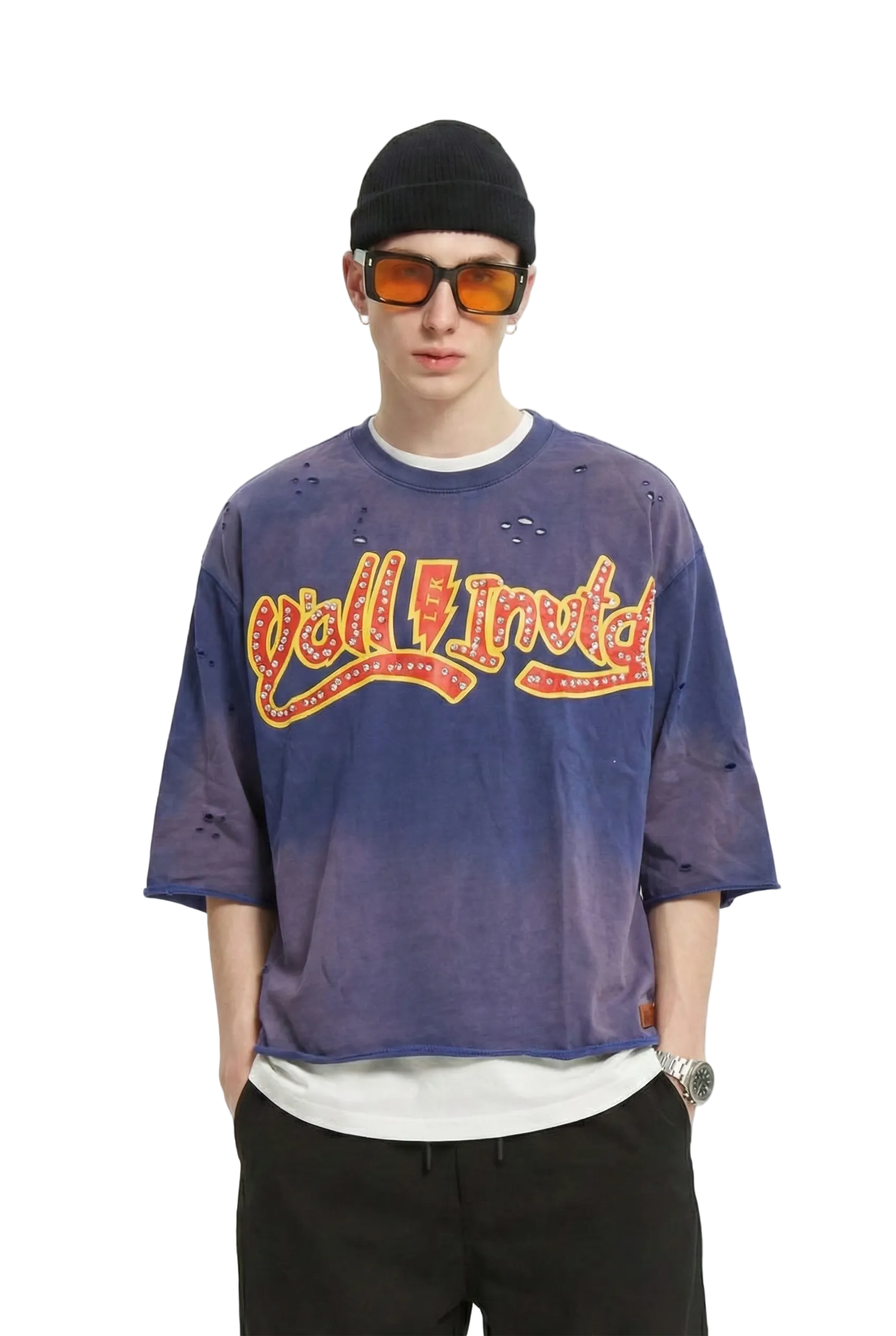 BRUNER S/N Jersey 3/4 Sleeve Crop Top Tee