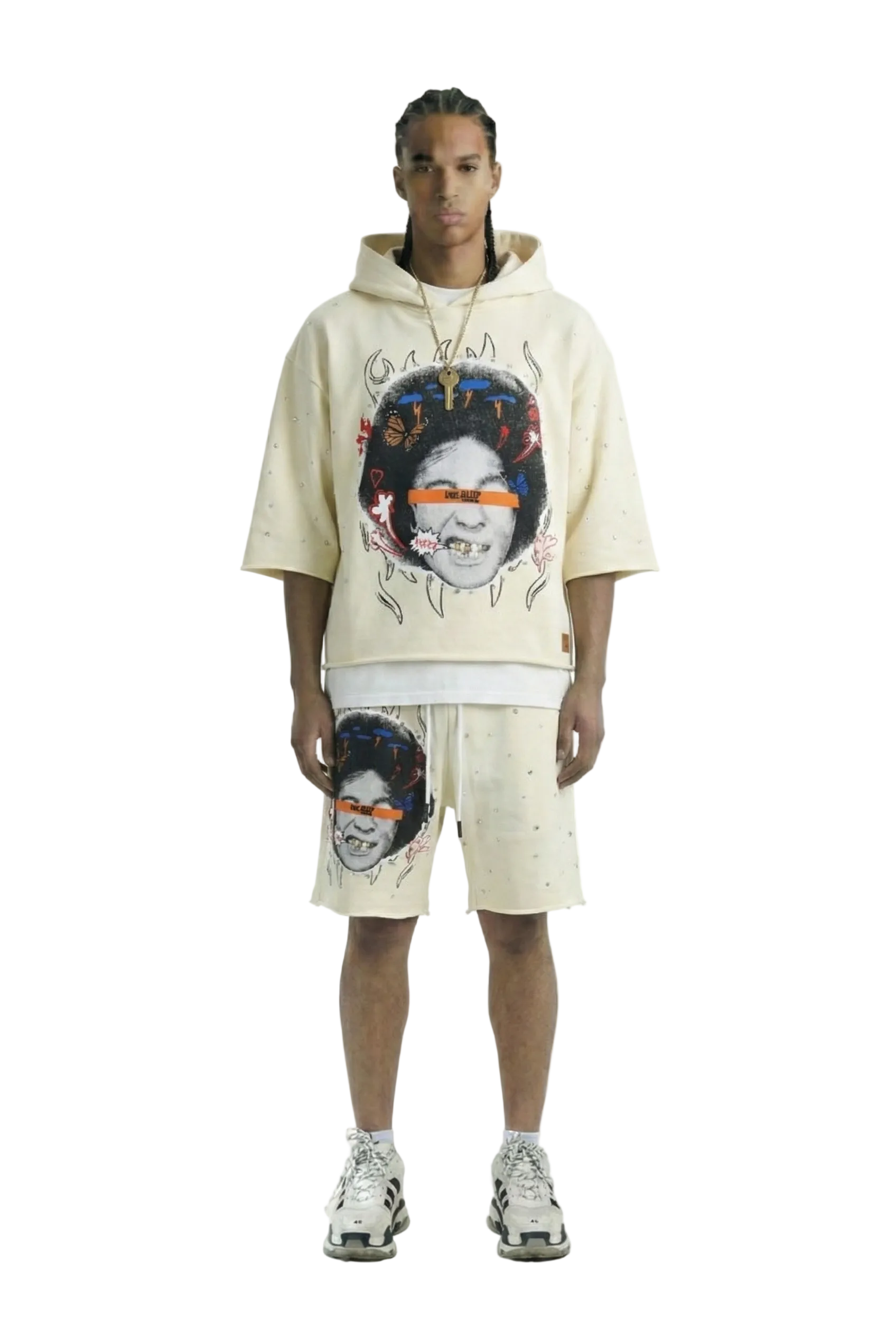 TOVAL French Terry 3/4 Sleeve Crop Top Pullover Hoodie