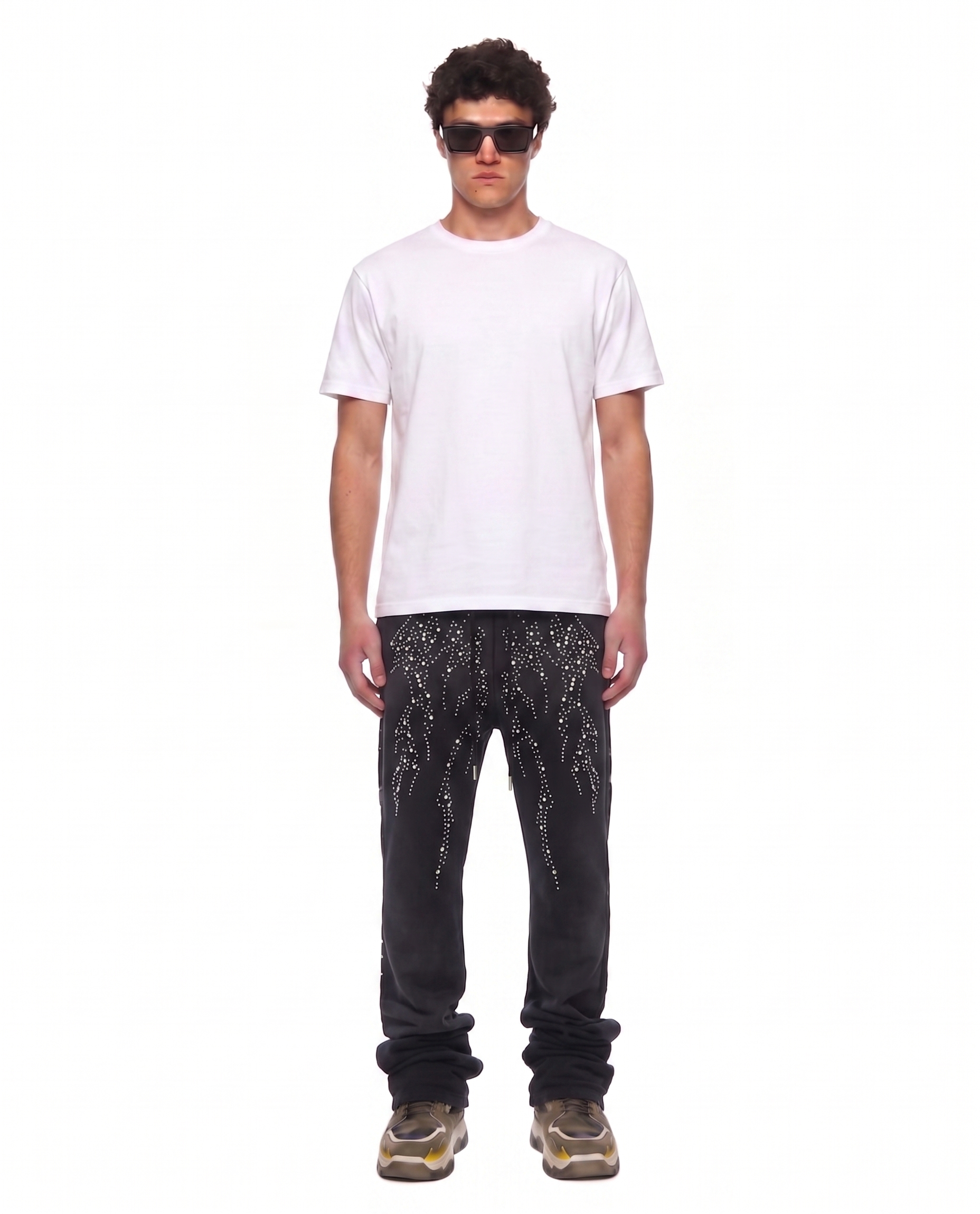 PANTHEON Washed French Terry Stacked Jogger Pants