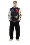 ODESSA Men's Melton Body with Faux Leather Sleeve Varsity Jacket