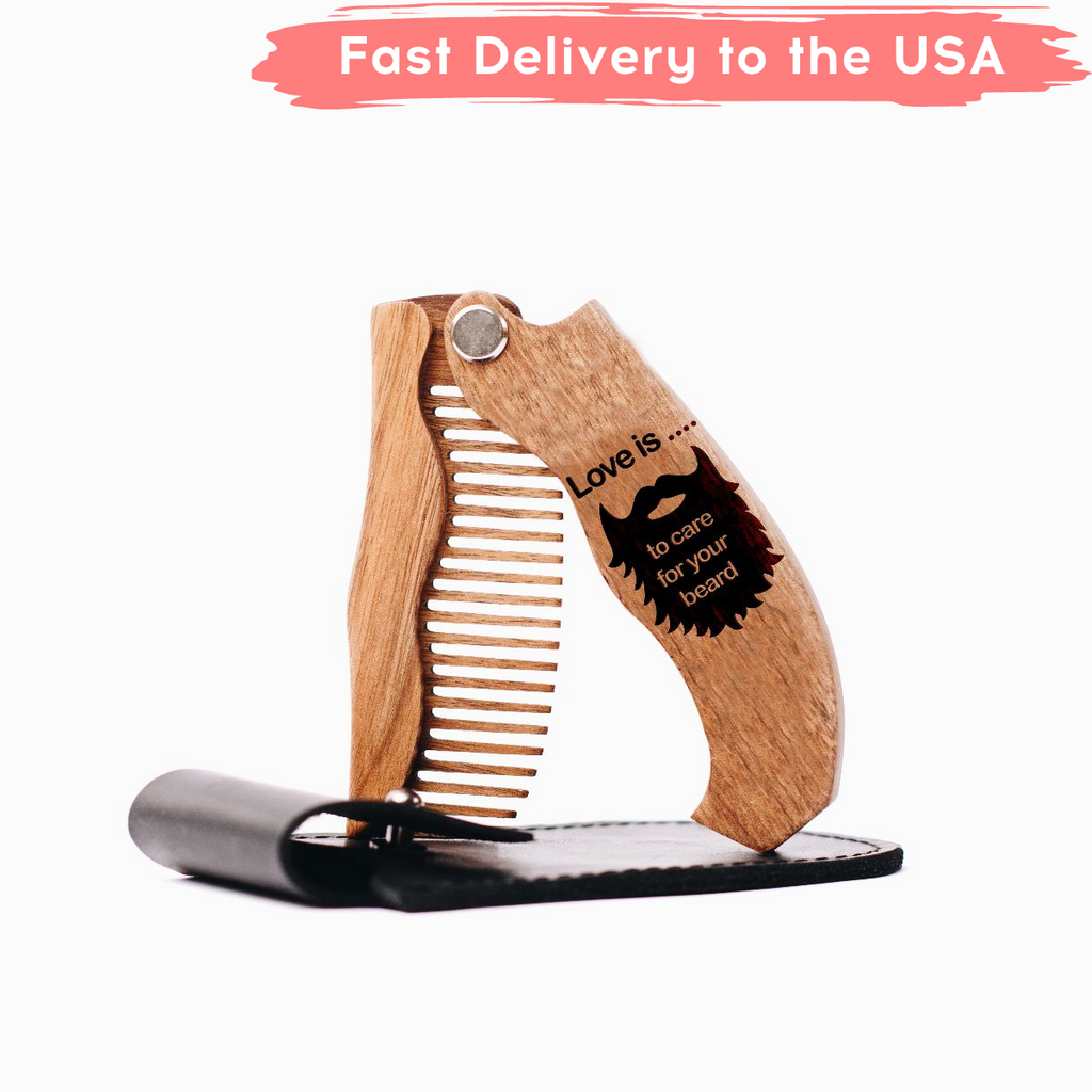 Wooden Beard Comb -Love is 🔥