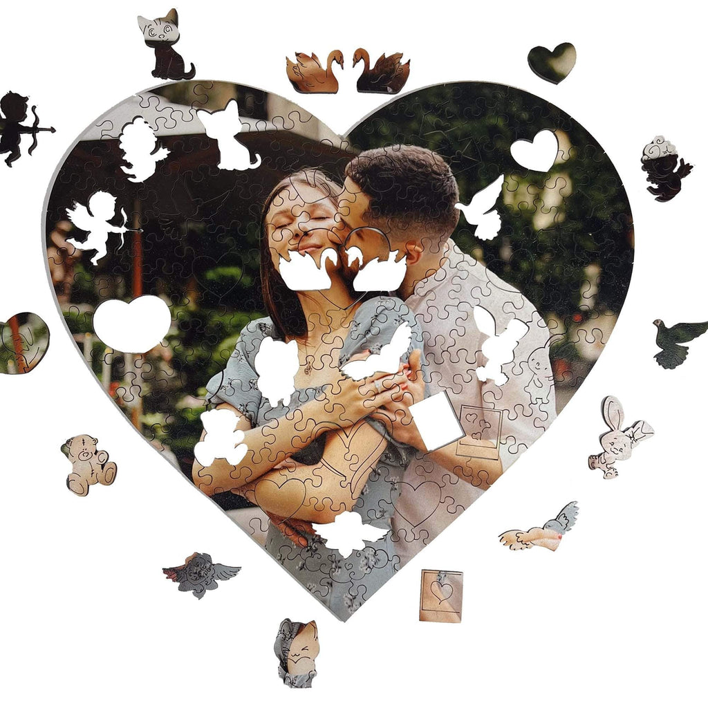Wooden jigsaw puzzle – Heart-Shaped Custom Photo Puzzle