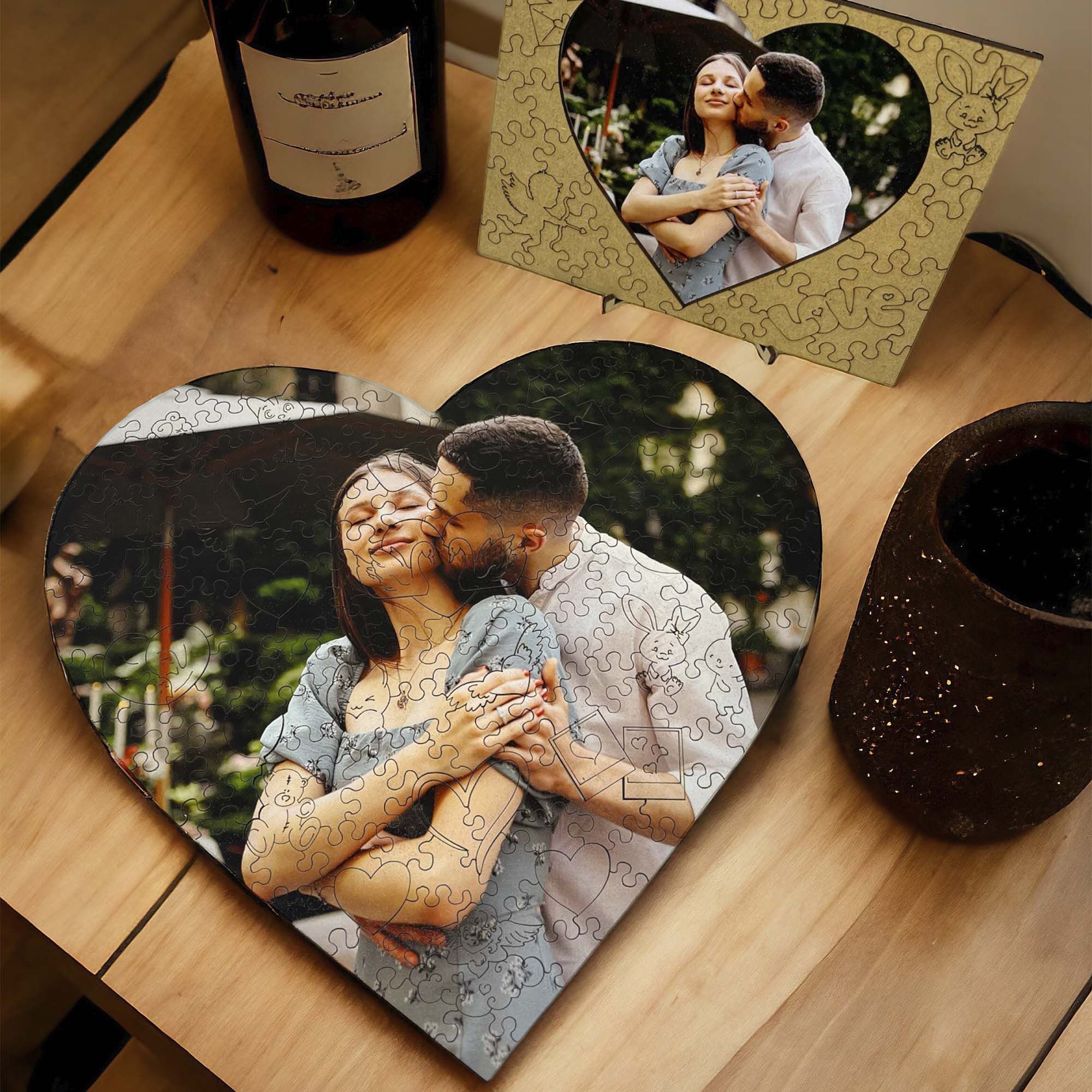 Wooden jigsaw puzzle – Heart-Shaped Custom Photo Puzzle
