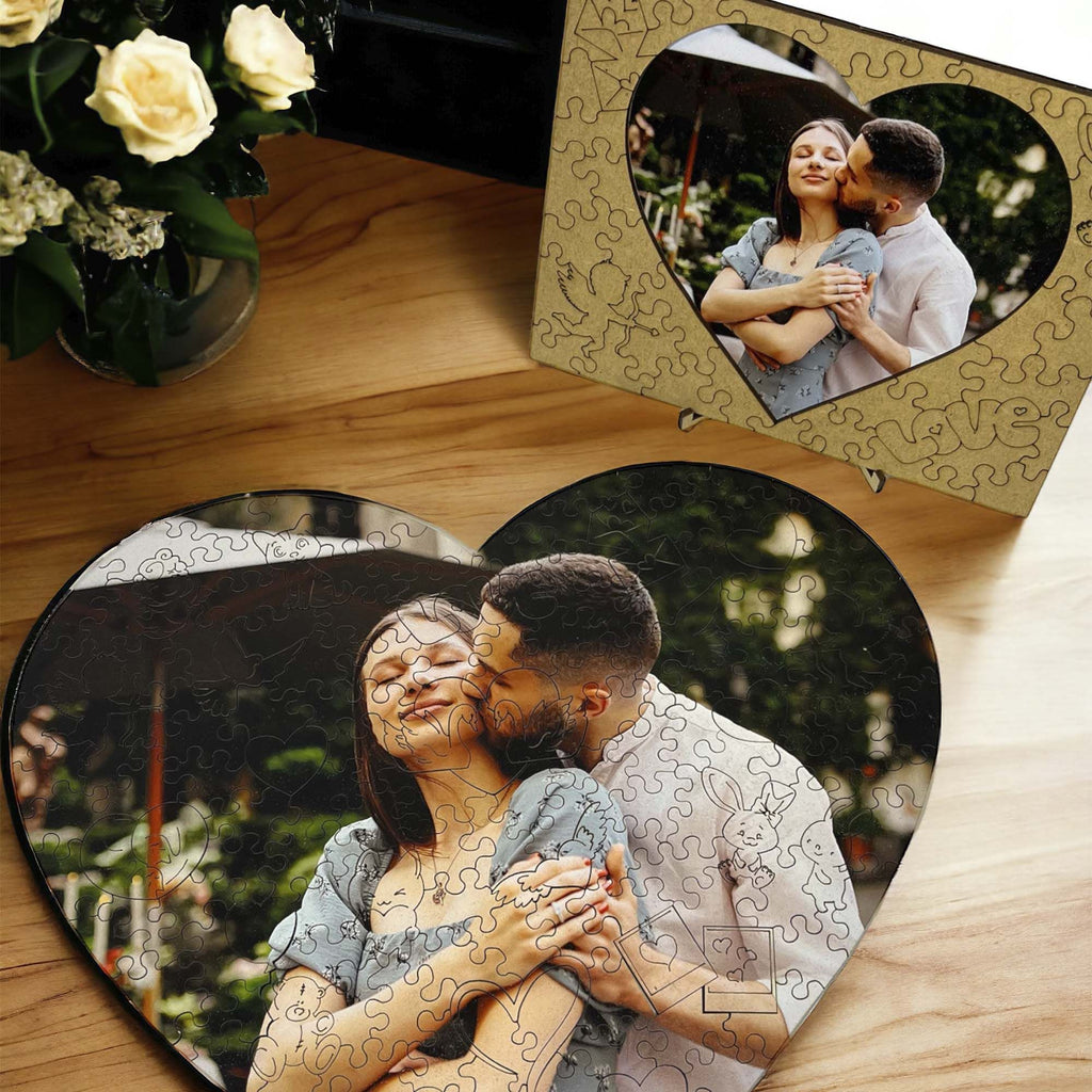Wooden jigsaw puzzle – Heart-Shaped Custom Photo Puzzle