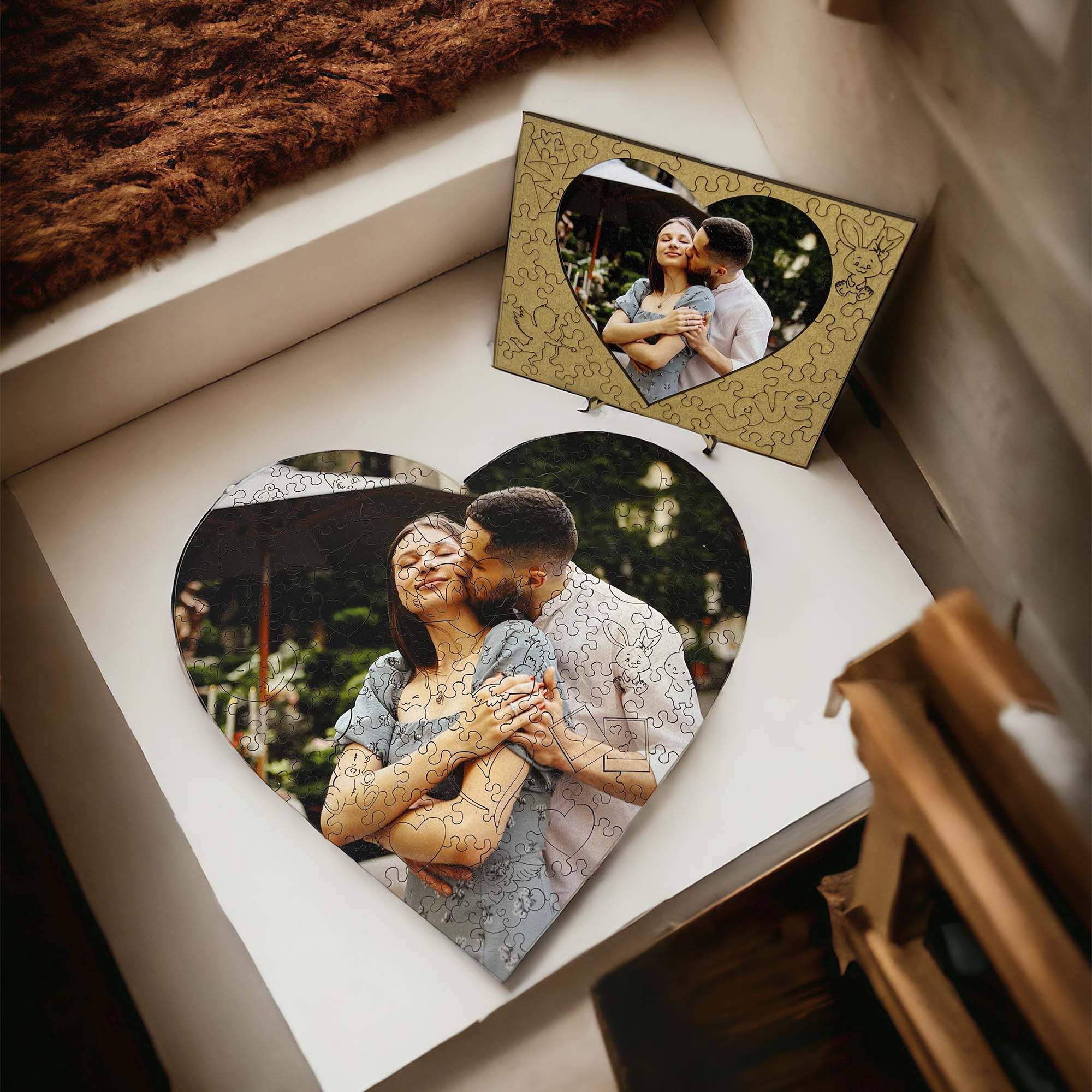 Wooden jigsaw puzzle – Heart-Shaped Custom Photo Puzzle