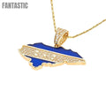 14K Gold CZ Honduras Map Flag Pendant