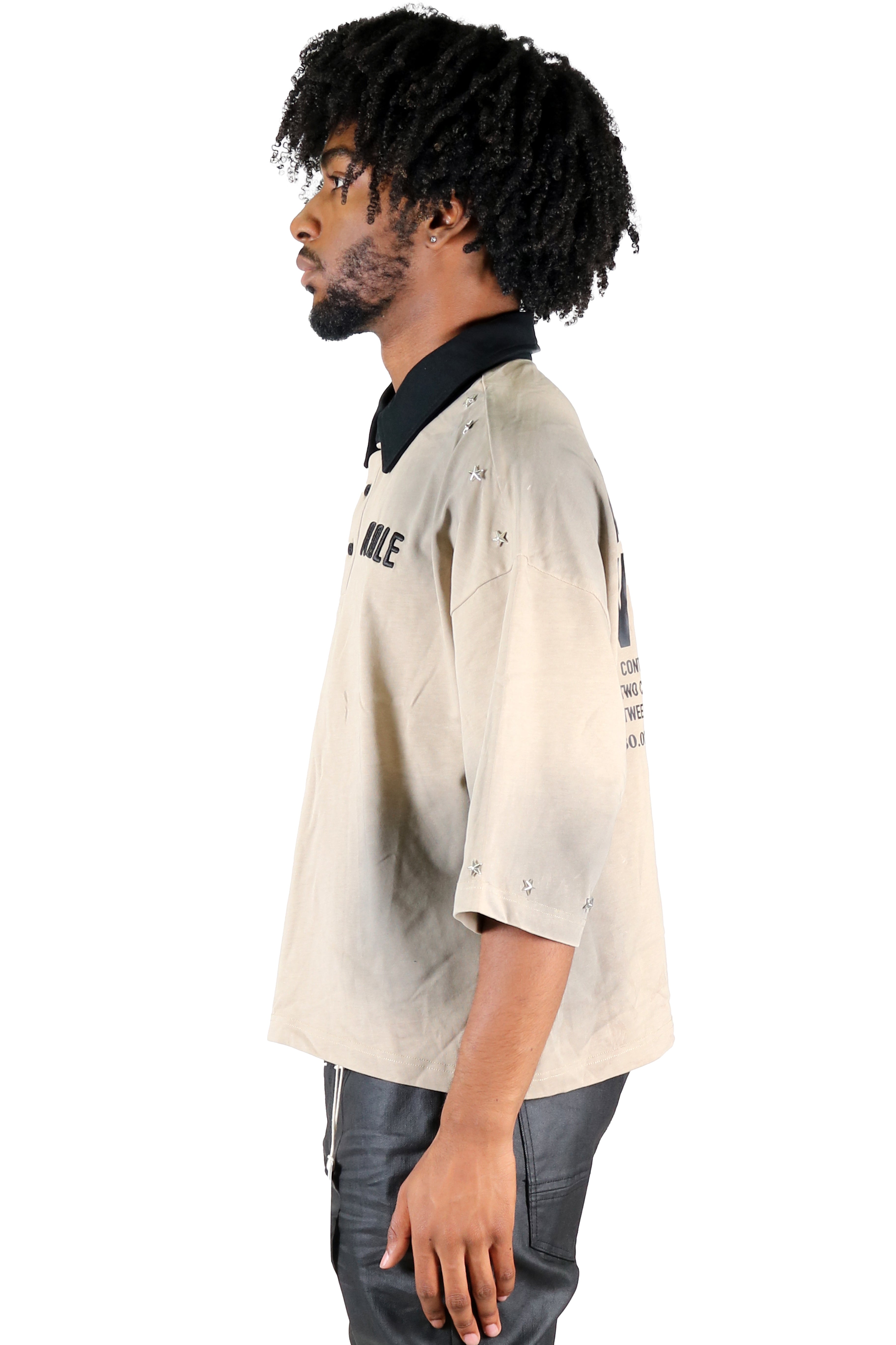 FIESTA Men's S/N Jersey 3/4 Sleeve Crop Top Polo